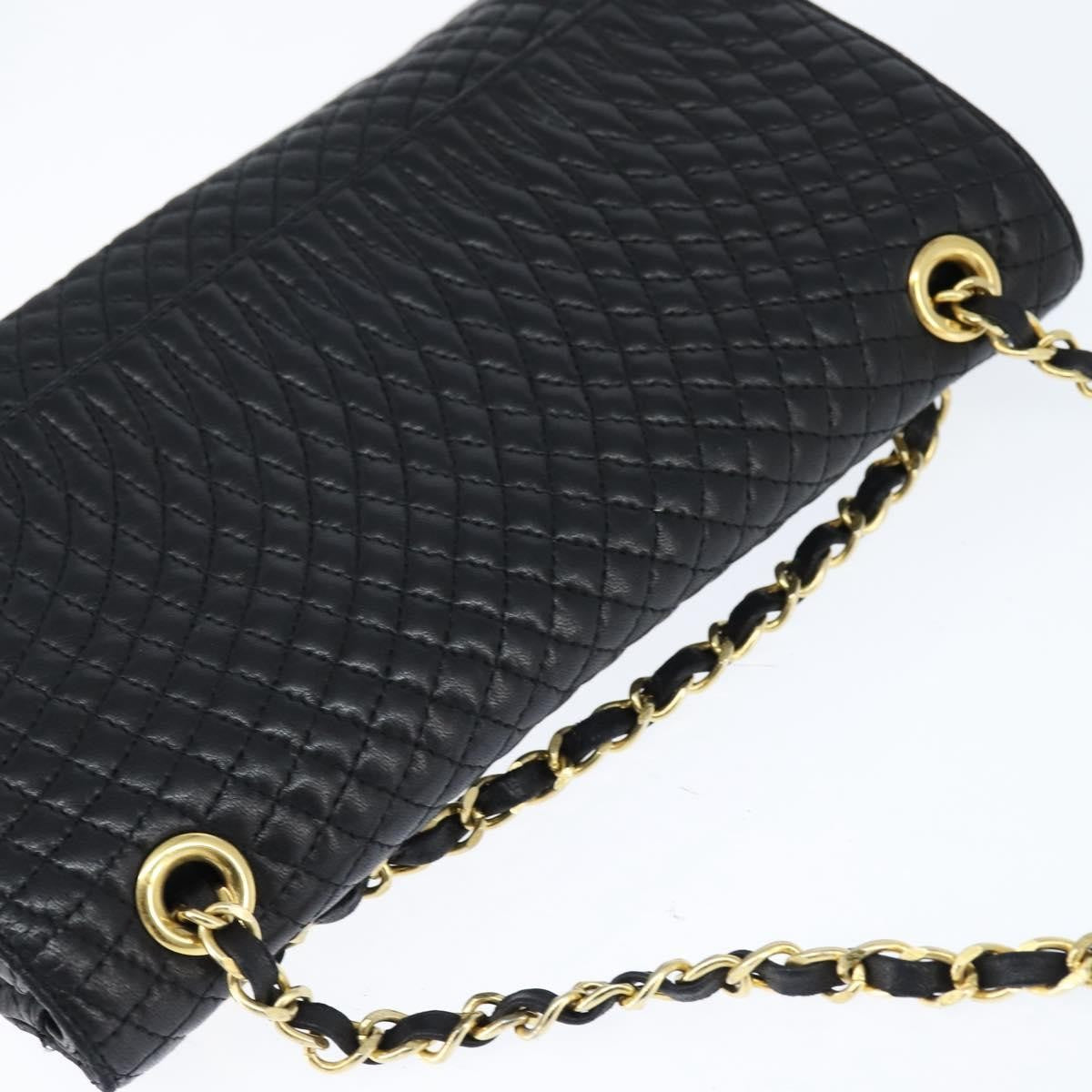 Bally Vintage Chain Quilted Leather Black Leather Shoulder Bag Bag (Pre-Owned)