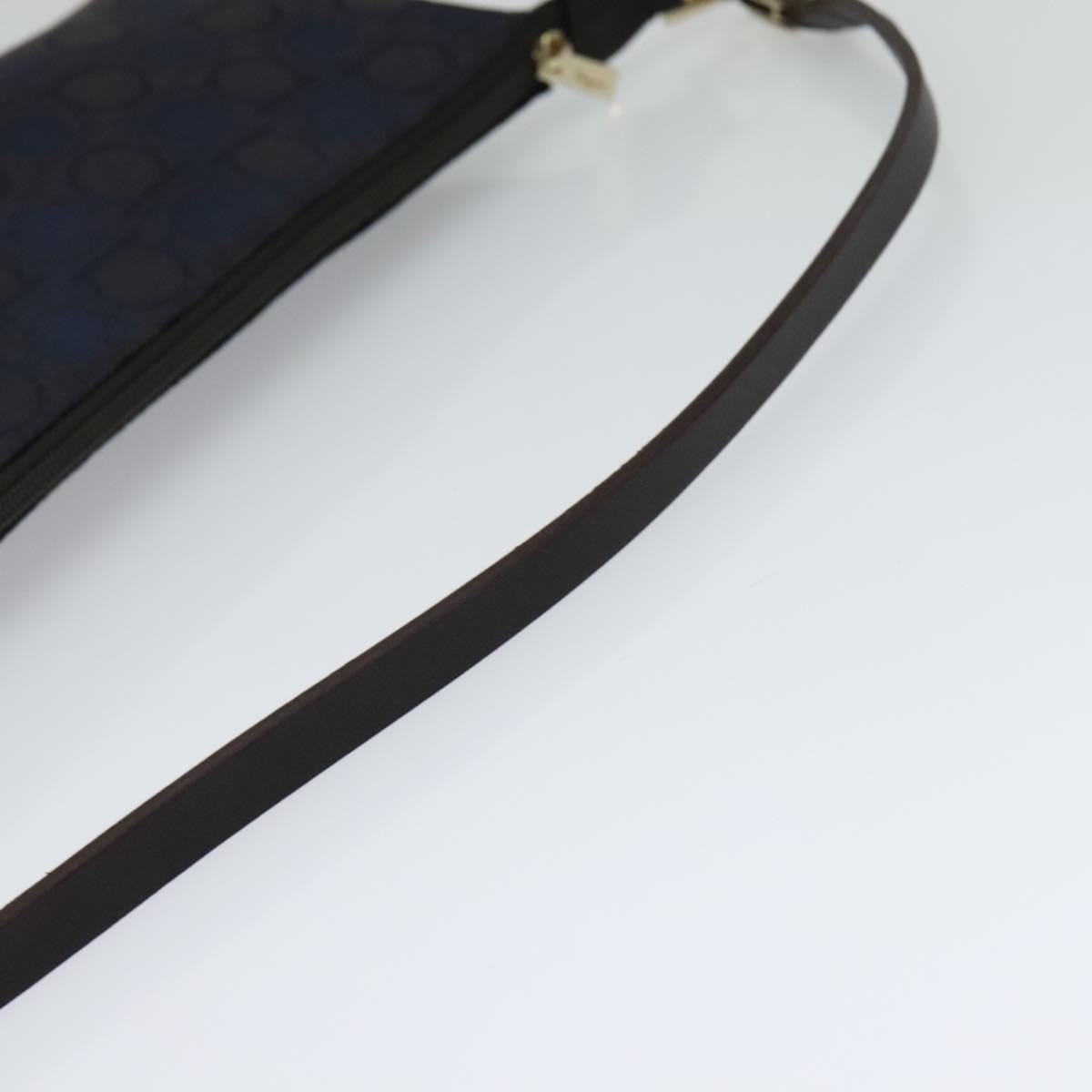 Salvatore Ferragamo Gancini Canvas Navy Canvas Handbag (Pre-Owned)