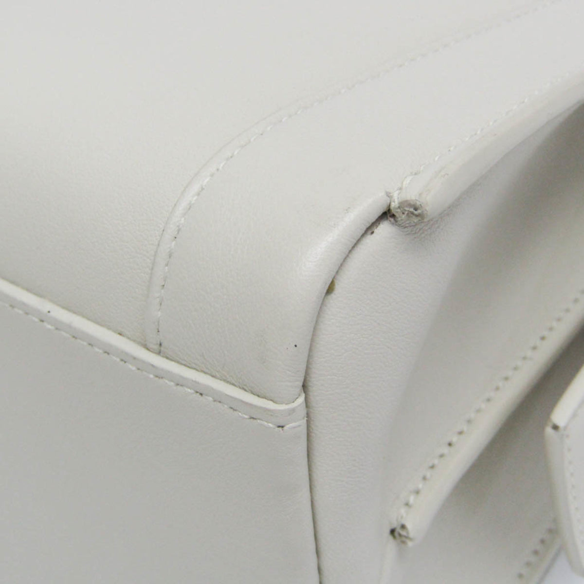 Saint Laurent East Side Smooth Leather White Leather Tote Bag Bag (Pre-Owned)