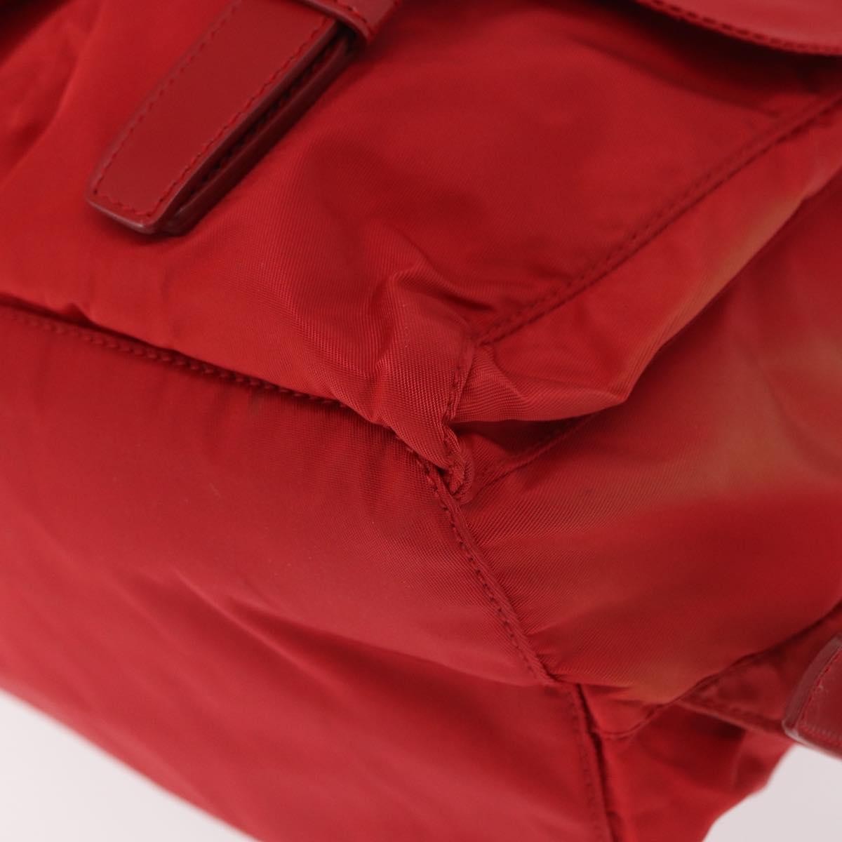 Prada Double Front Pocket Tessuto Red Nylon Backpack Bag (Pre-Owned)