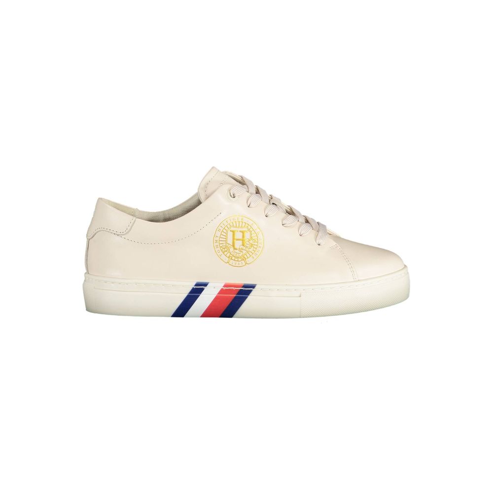 Tommy Hilfiger Beige Leather Women Women's Sneaker