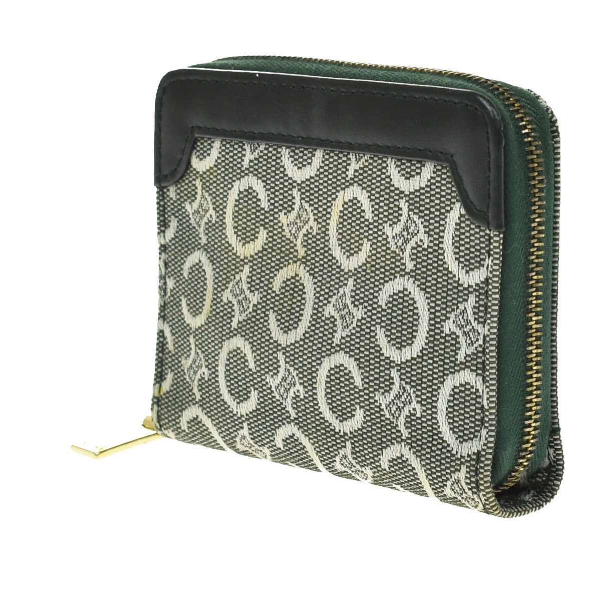 Celine Zipped Around Canvas Green Canvas Wallets Accessory (Pre-Owned)