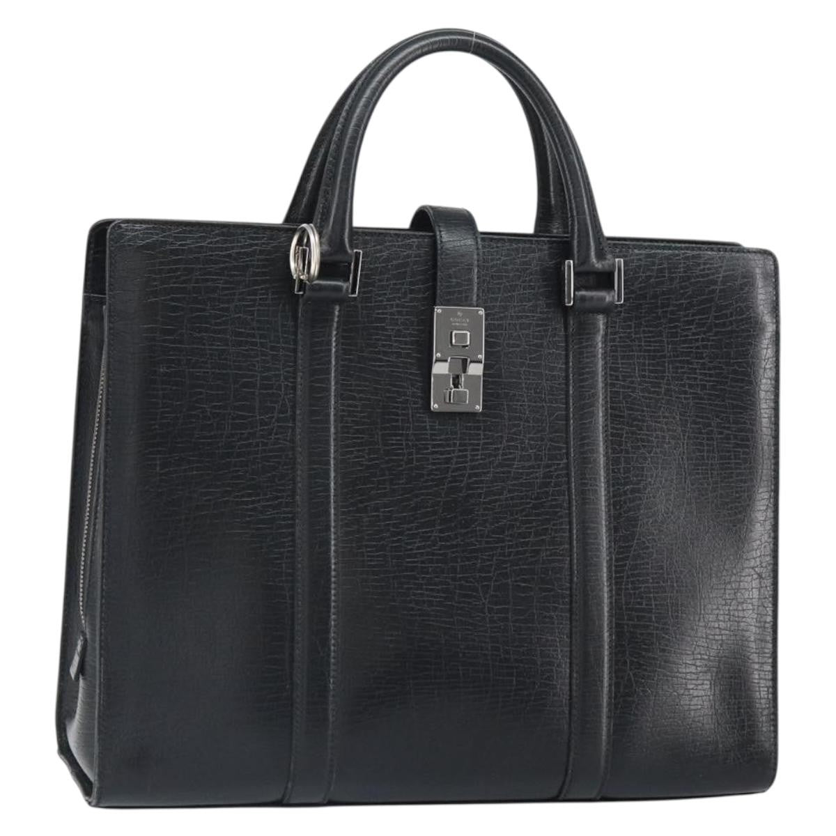 Gucci Vintage Leather Black Leather Handbag (Pre-Owned)