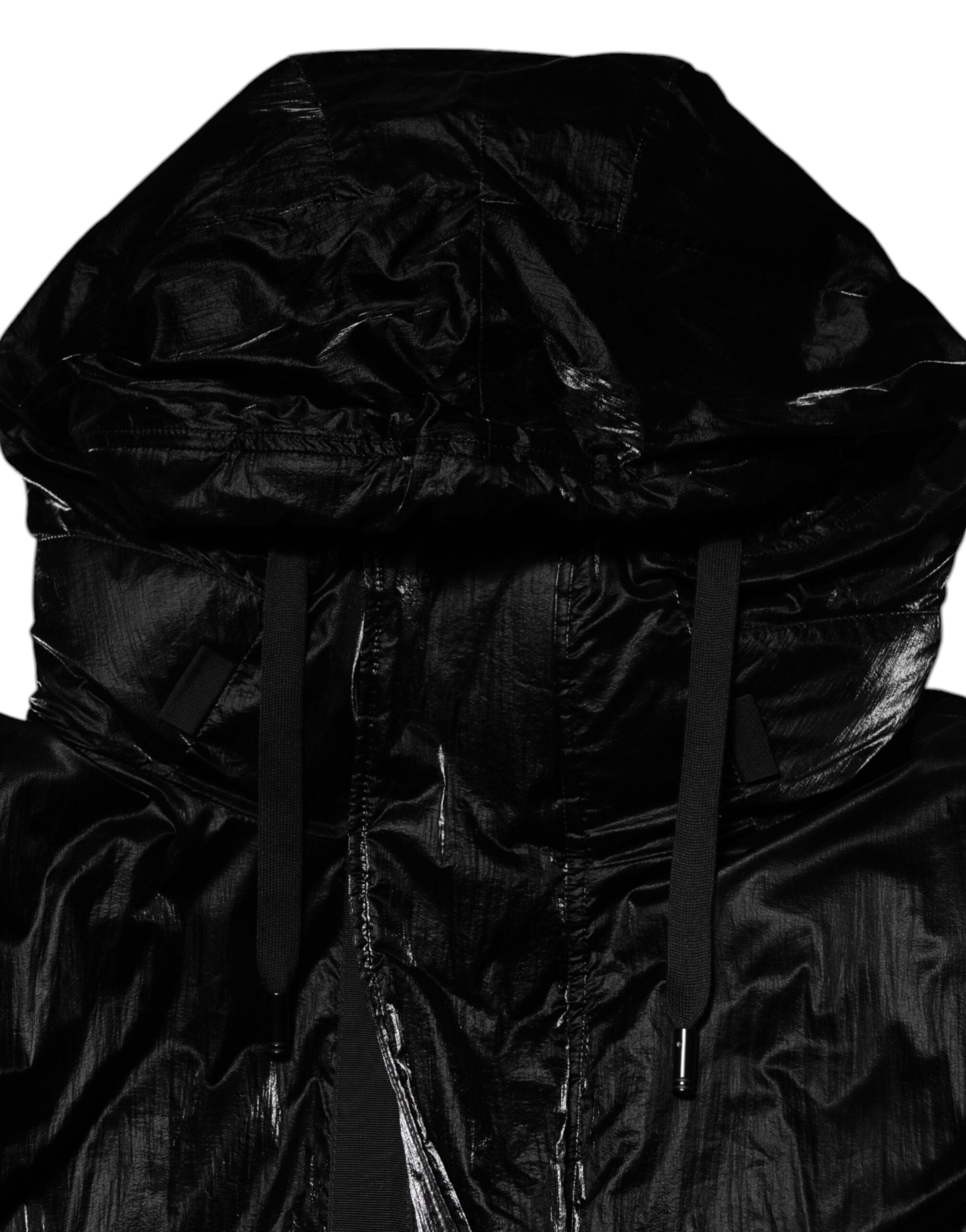 Dolce & Gabbana Black Logo Full Zip Hooded Quilted Men's Jacket