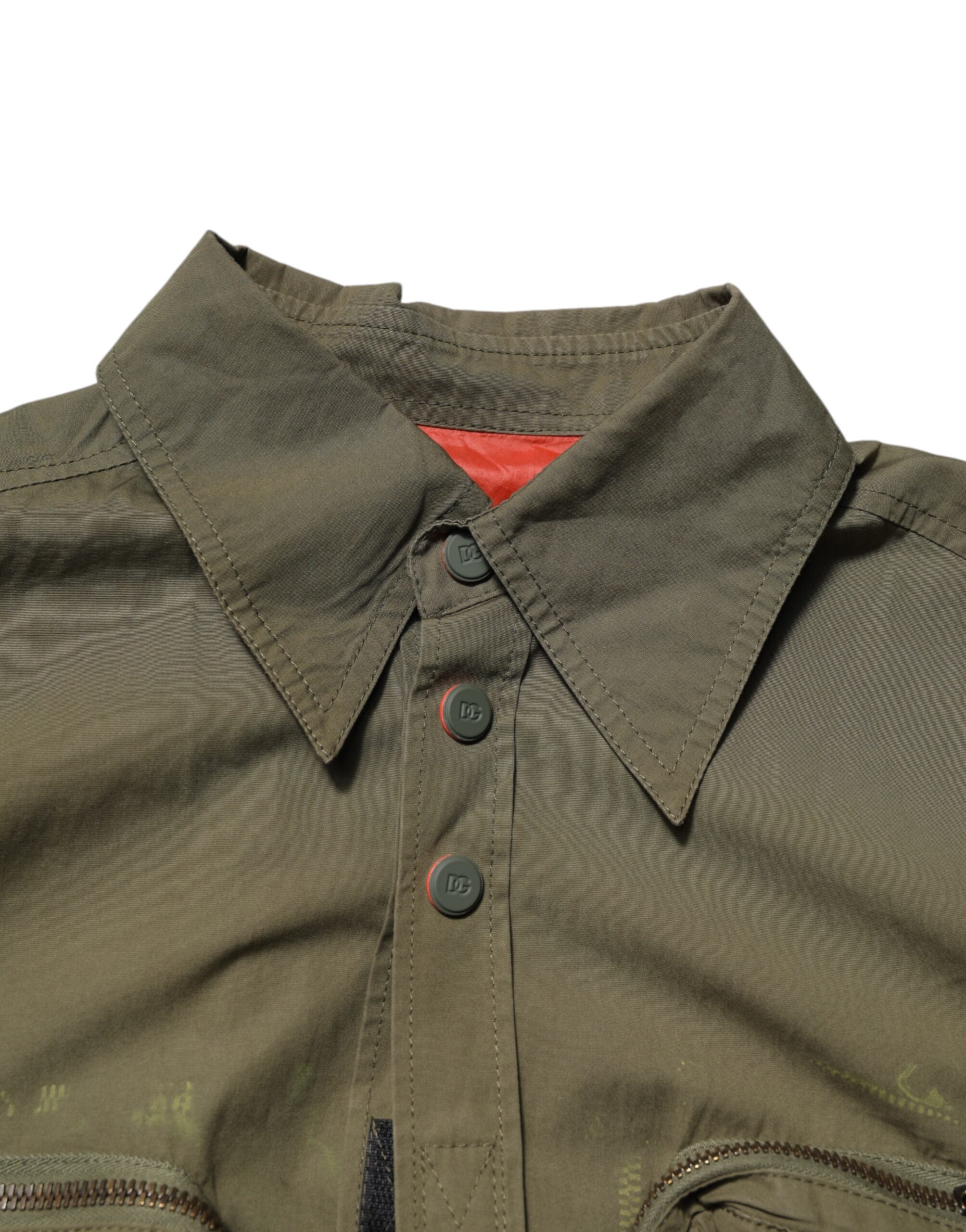 Dolce & Gabbana Army Green Button Down Long Sleeves Men's Shirt (Pre-Owned)