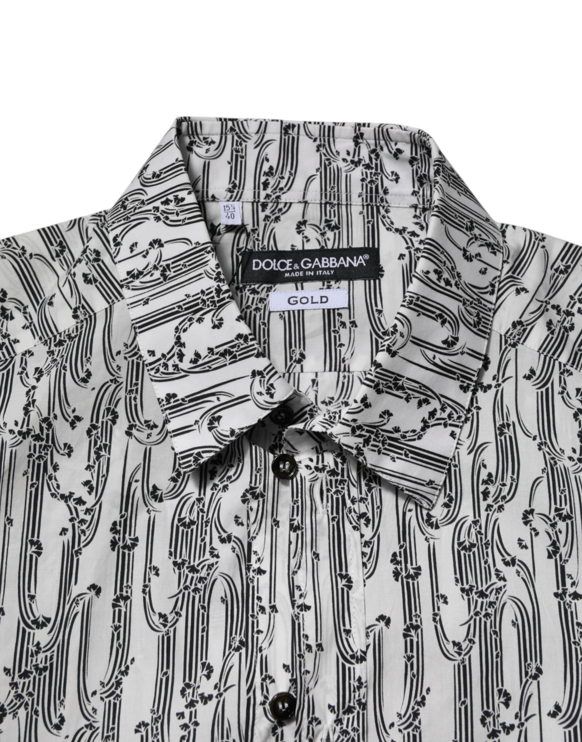Dolce & Gabbana White Floral Print Casual Long Sleeves Men's Shirt
