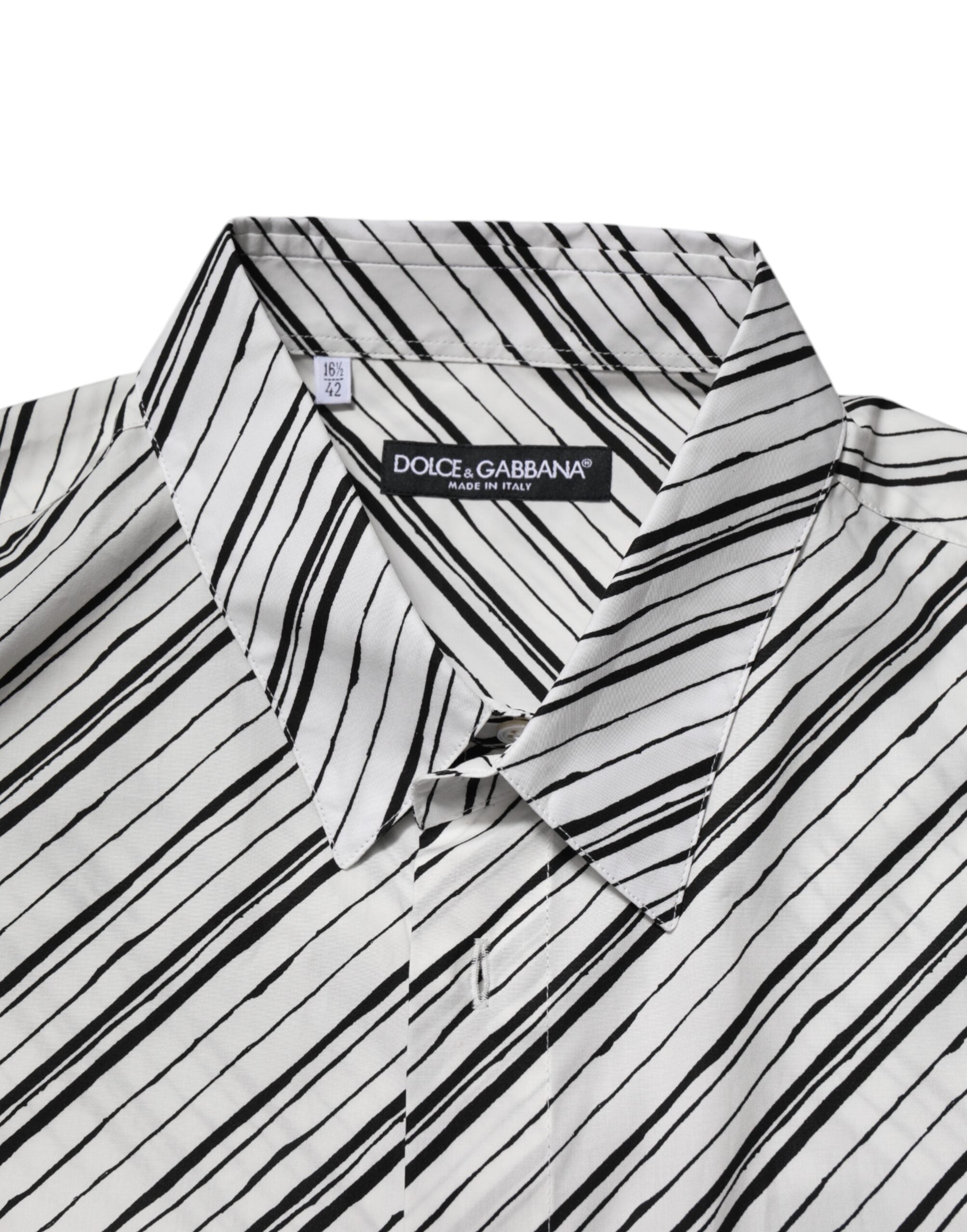 Dolce & Gabbana White Striped Long Sleeves Men Formal Men's Shirt