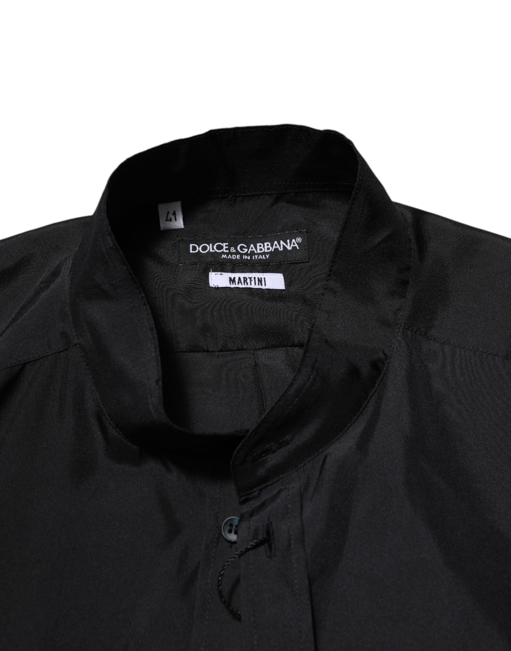 Dolce & Gabbana Dark Blue Silk MARTINI Men Formal Dress Men's Shirt