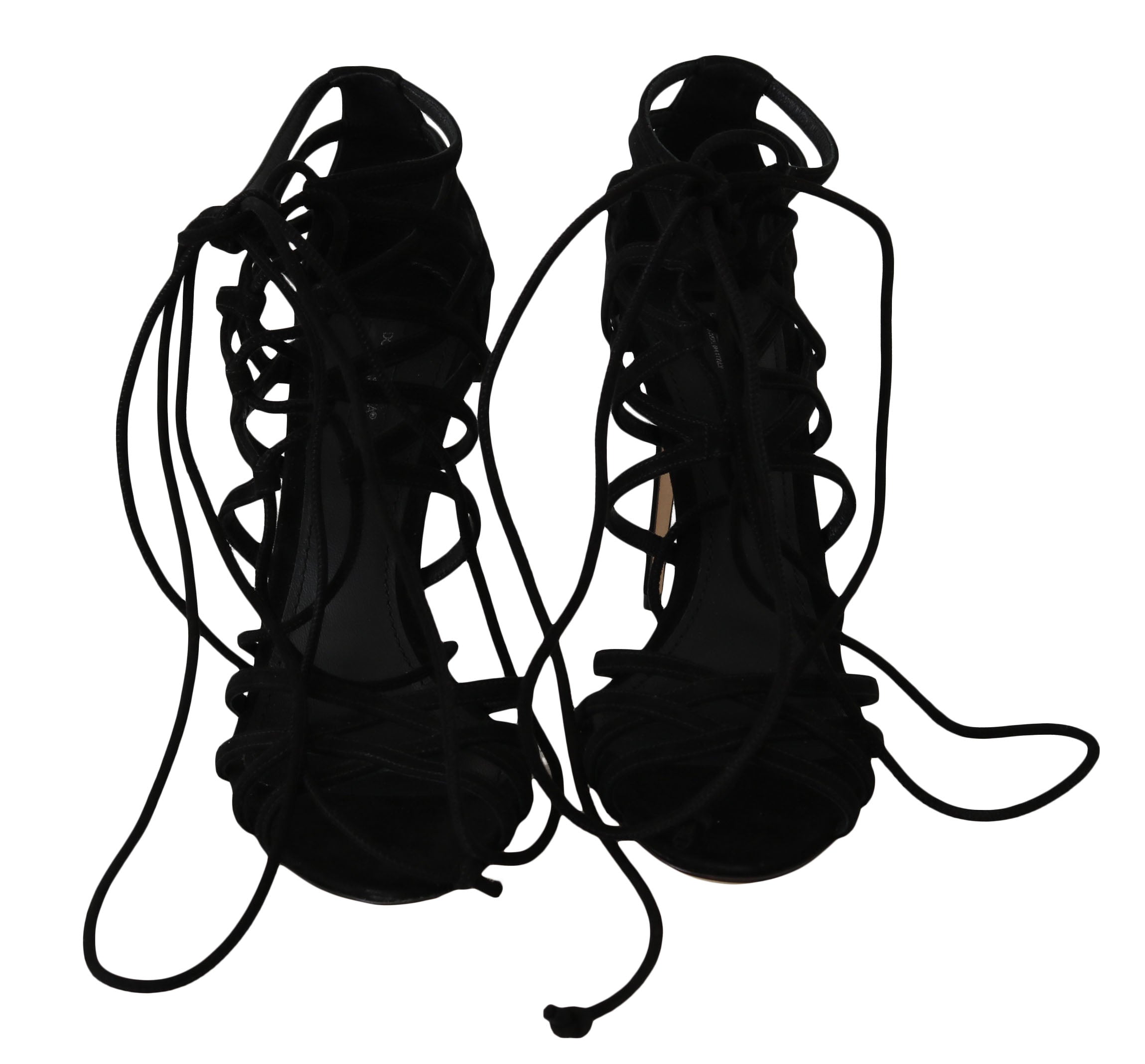 Dolce & Gabbana Black Suede Strap Stilettos Women's Sandals
