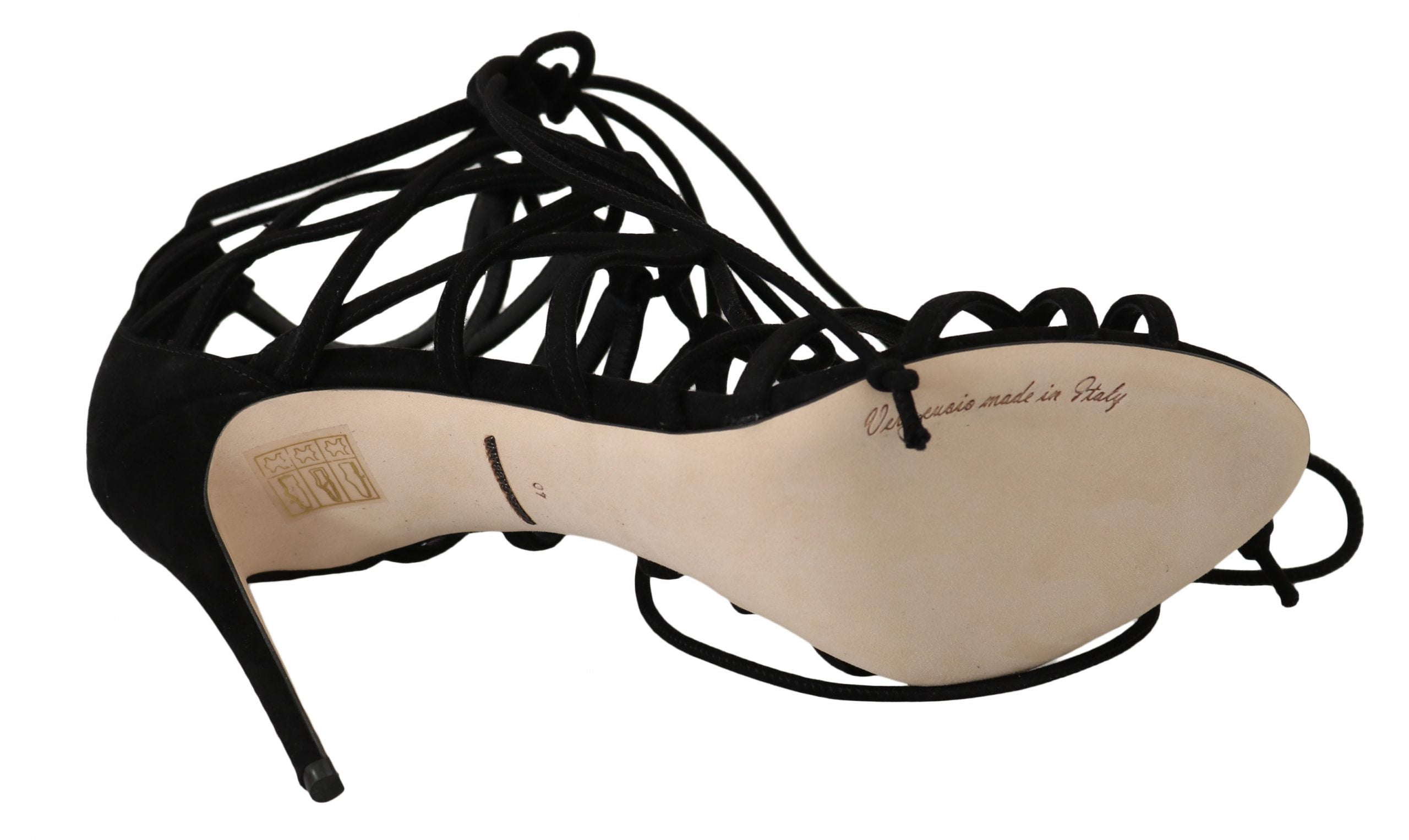 Dolce & Gabbana Black Suede Strap Stilettos Women's Sandals