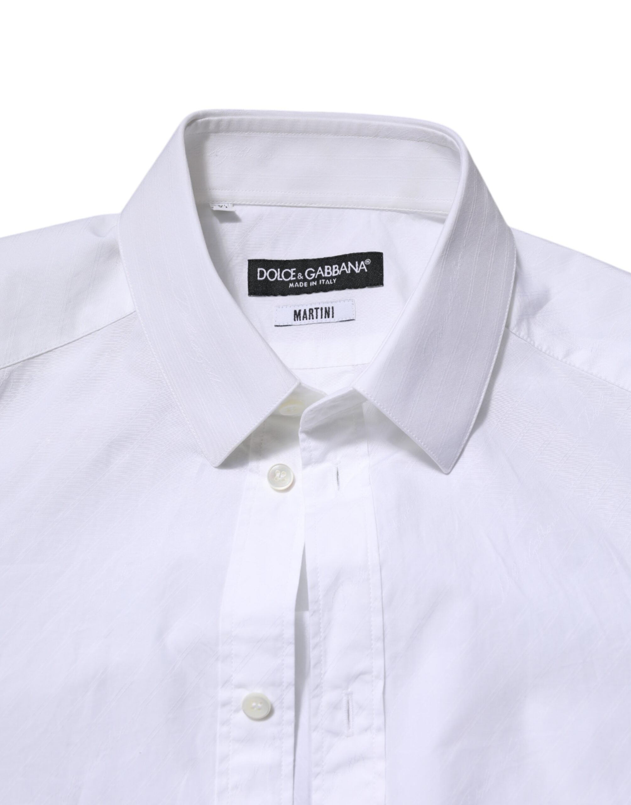 Dolce & Gabbana White Cotton MARTINI Long Sleeve Dress Men's Shirt (Pre-Owned)