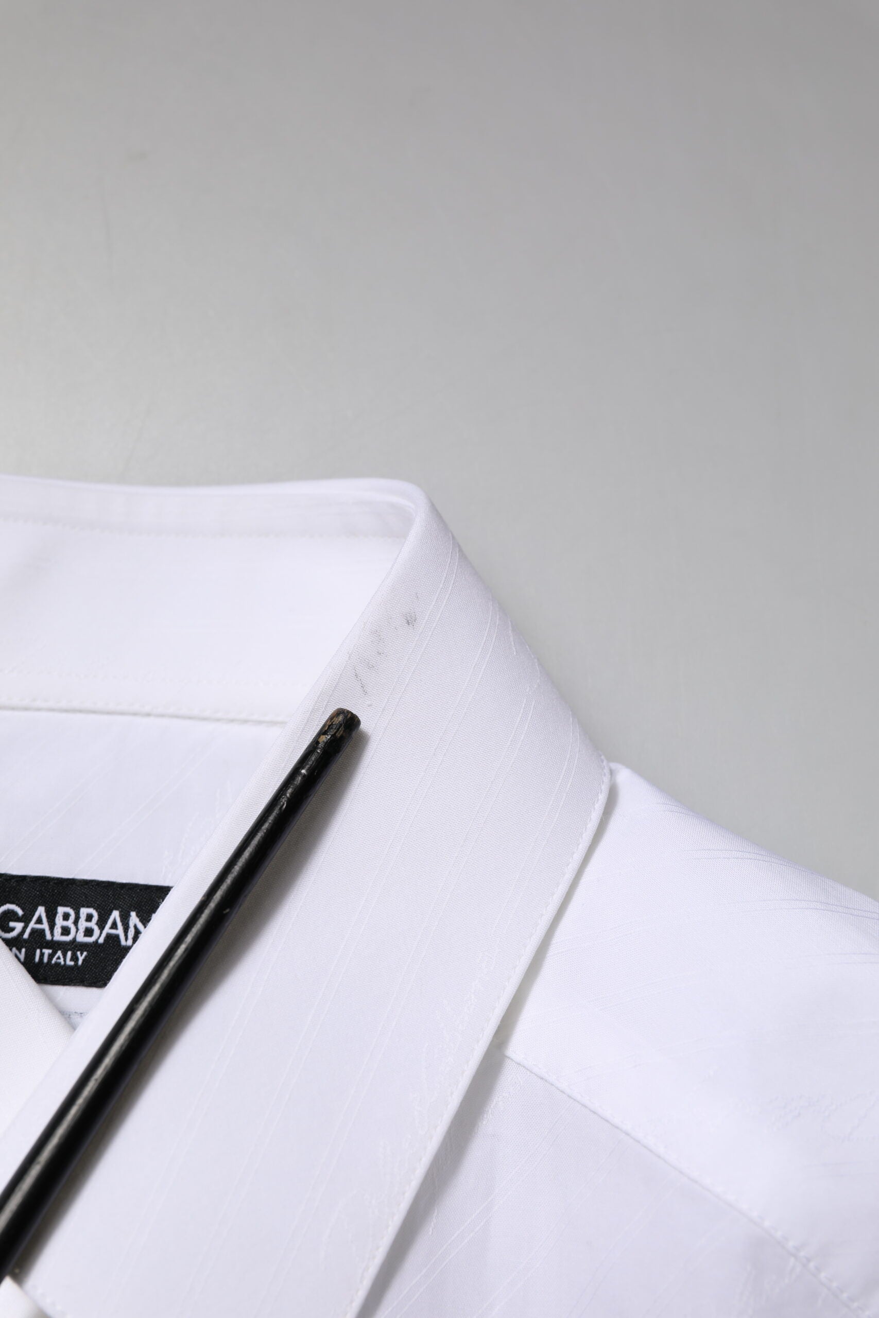 Dolce & Gabbana White Cotton MARTINI Long Sleeve Dress Men's Shirt (Pre-Owned)
