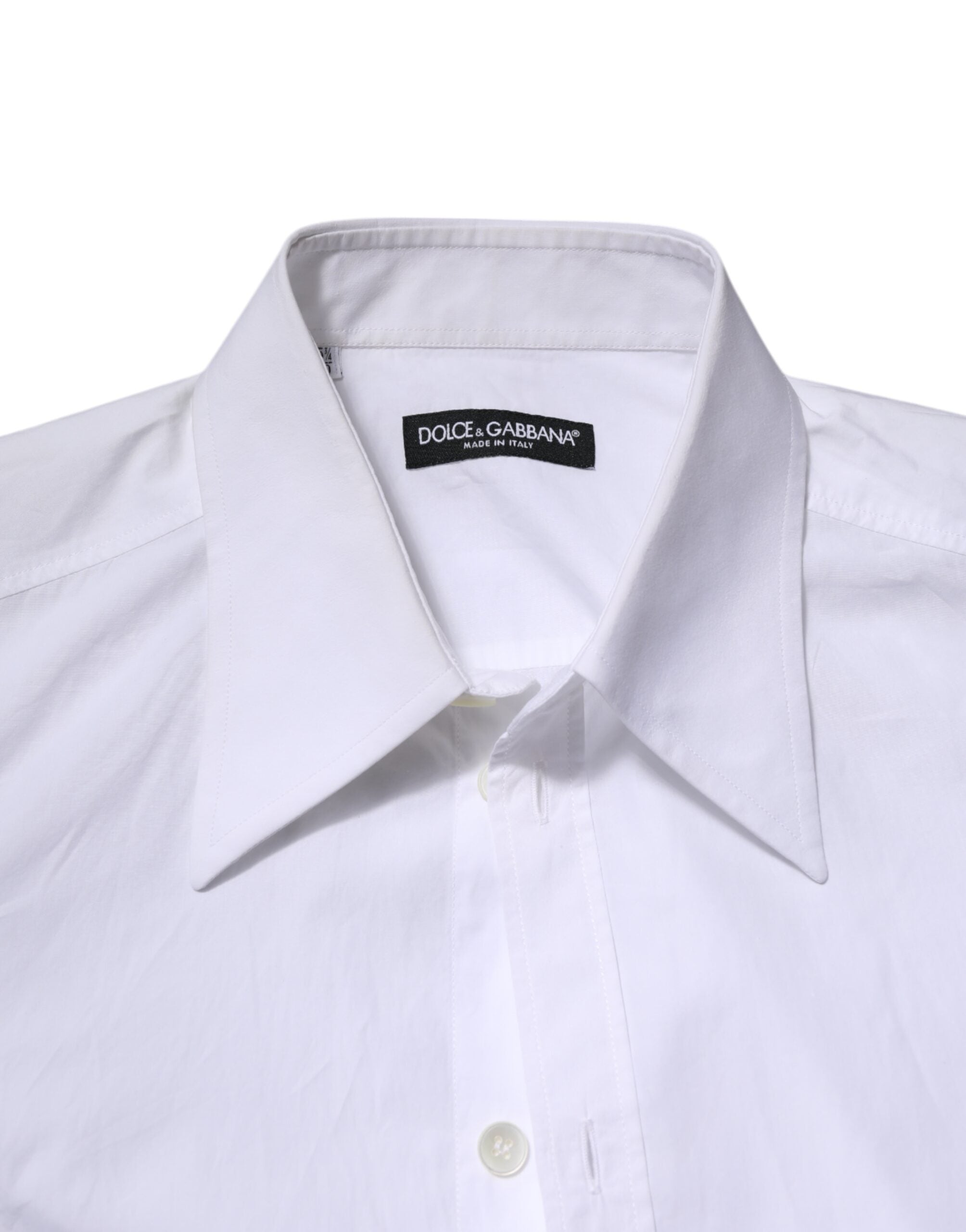 Dolce & Gabbana White Cotton Long Sleeves Dress Men's Shirt (Pre-Owned)