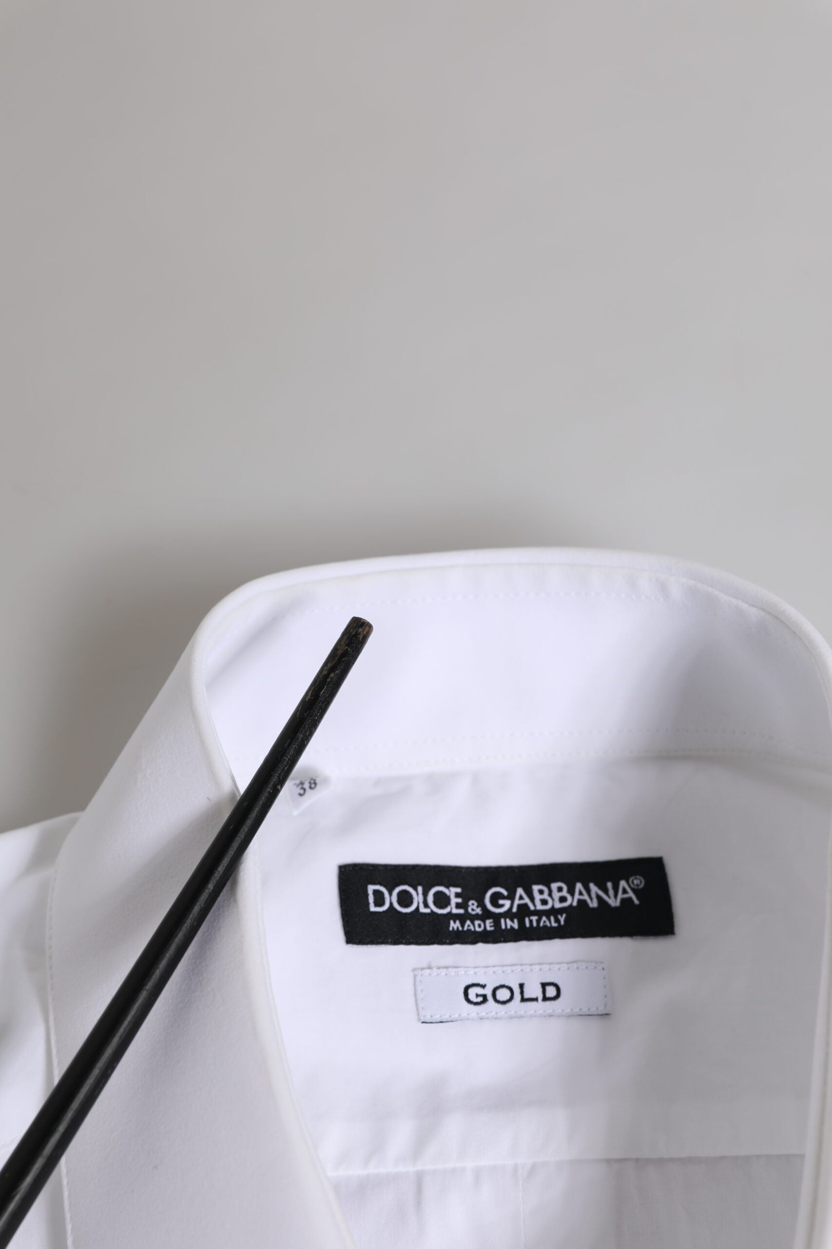 Dolce & Gabbana White Cotton GOLD Long Sleeves Dress Men Men's Shirt (Pre-Owned)