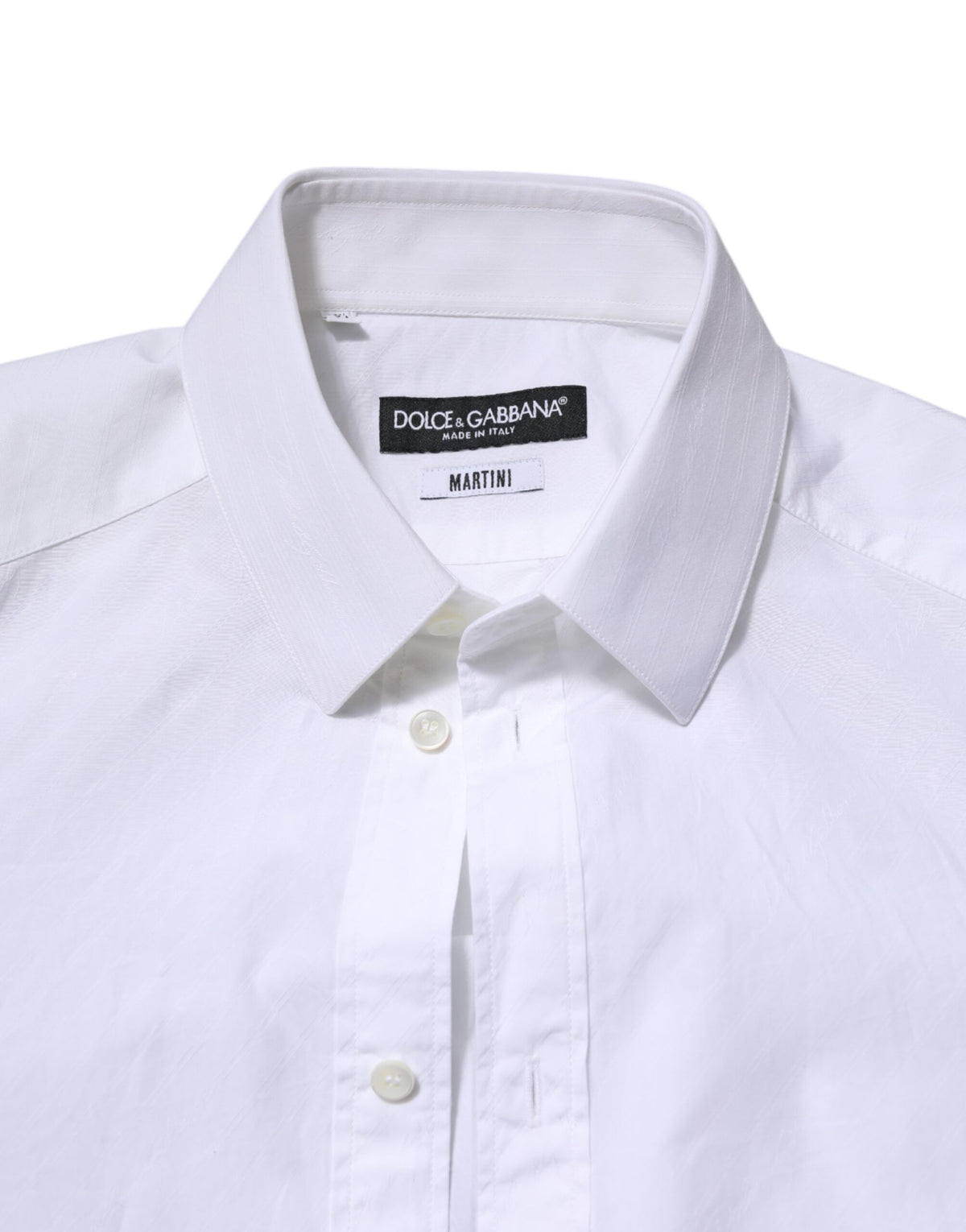 Dolce & Gabbana White Cotton MARTINI Long Sleeve Dress Men's Shirt