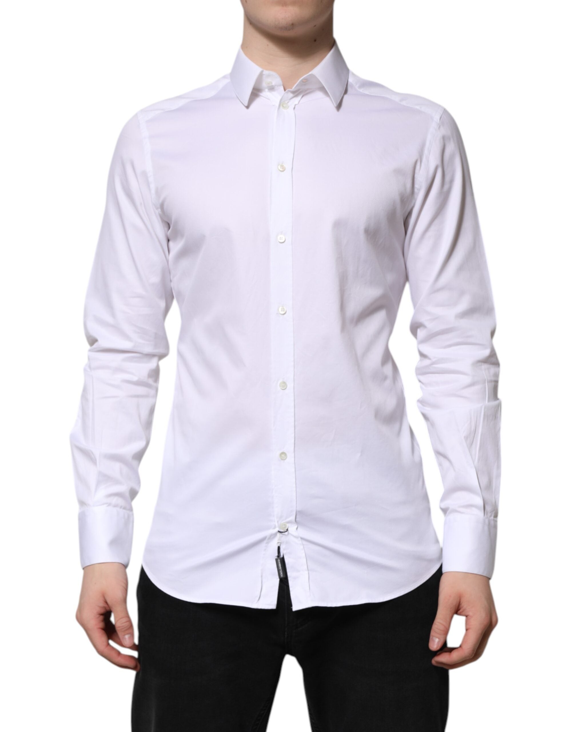 Dolce & Gabbana White Cotton GOLD Long Sleeve Men Dress Men's Shirt