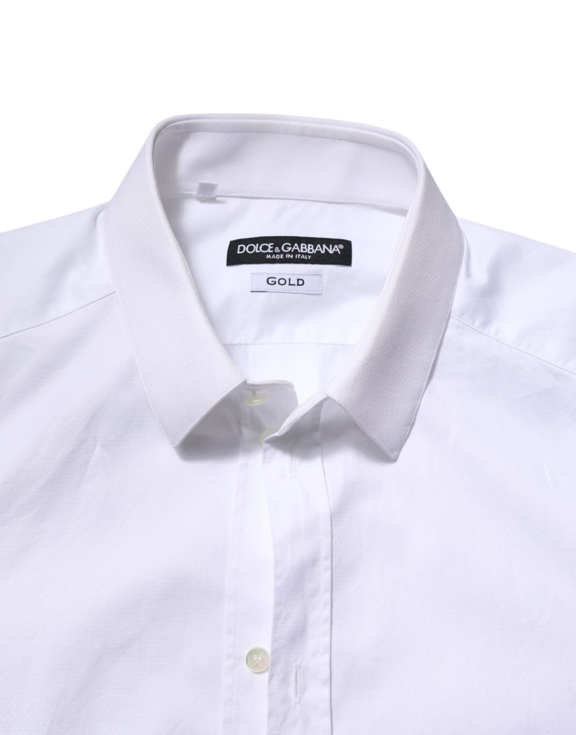 Dolce & Gabbana White Cotton GOLD Long Sleeve Men Dress Men's Shirt