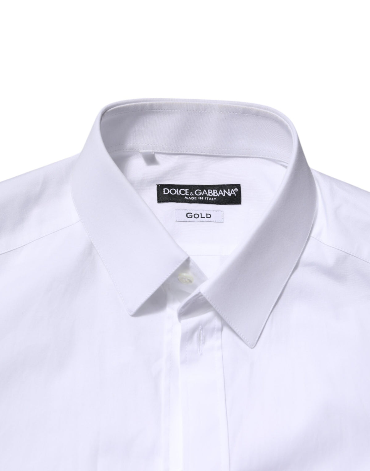 Dolce & Gabbana White Cotton GOLD Long Sleeve Men Dress Men's Shirt (Pre-Owned)