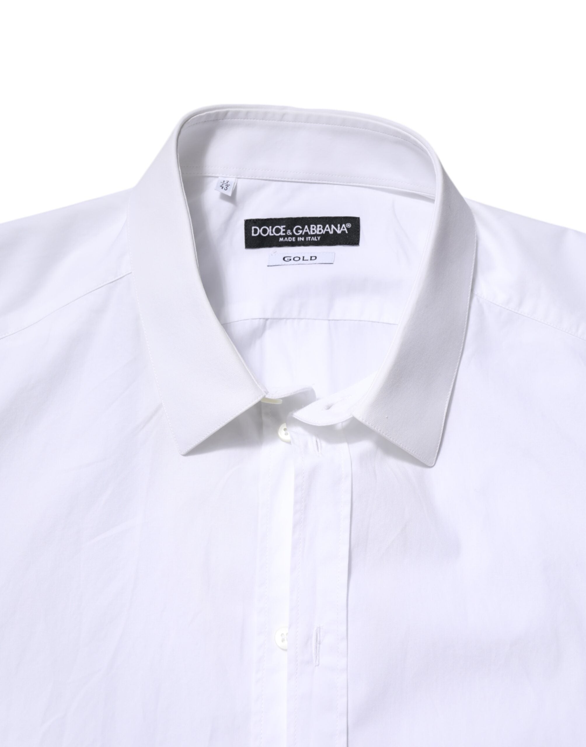 Dolce & Gabbana White Cotton GOLD Long Sleeves Dress Men's Shirt
