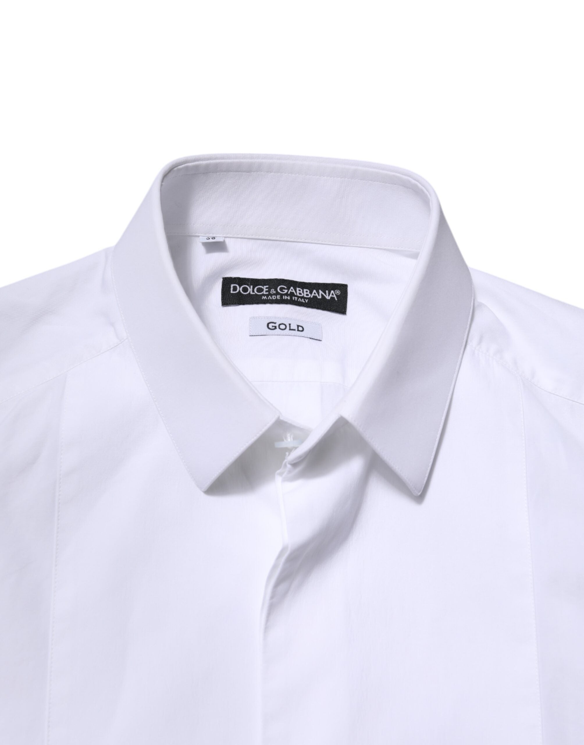 Dolce & Gabbana White Cotton GOLD Long Sleeves Men Dress Men's Shirt (Pre-Owned)