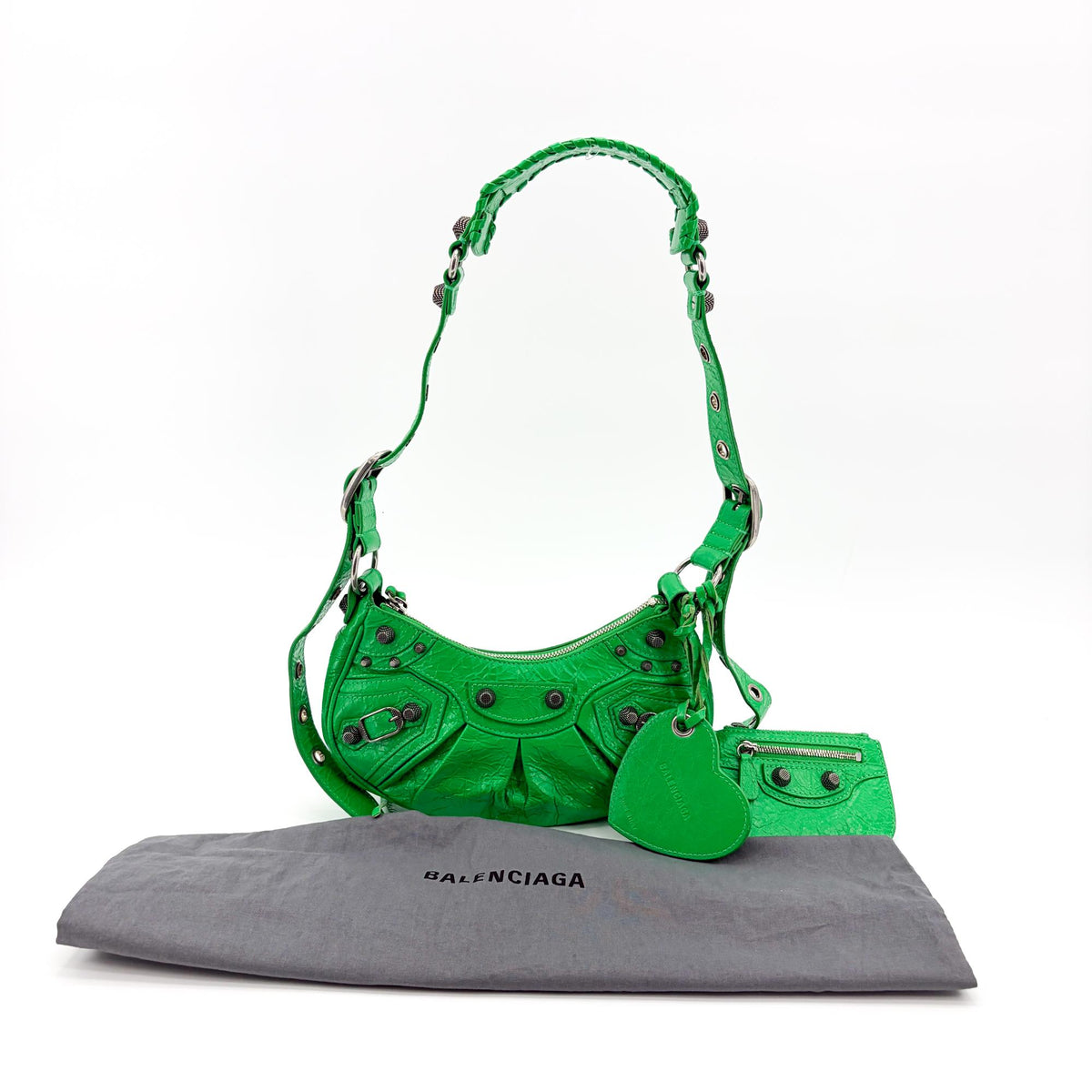 Balenciaga Le Cagole Giant Studs Leather Green Leather Shoulder Bag Bag (Pre-Owned)