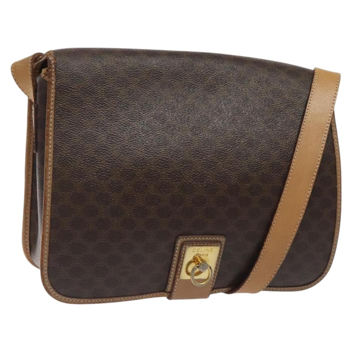 Celine Vintage Macadam Canvas And Leather Brown Canvas Shoulder Bag Bag (Pre-Owned)