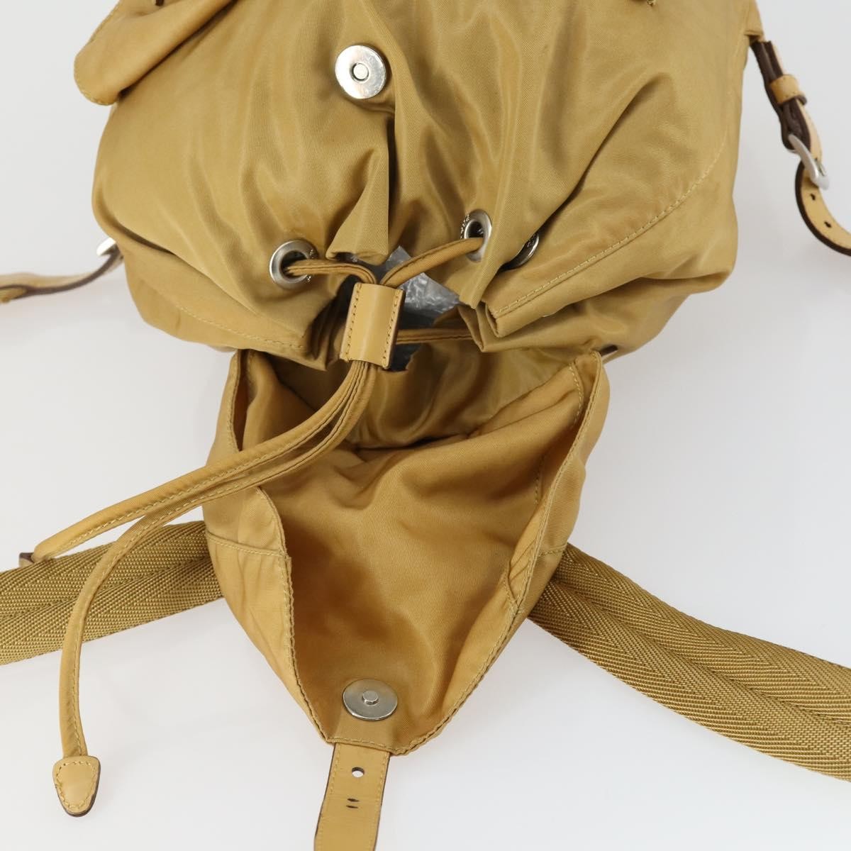 Off White Double Front Pocket Printed Canvas Beige Nylon Backpack Bag (Pre-Owned)