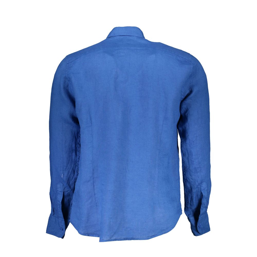 La Martina Blu Linen Men Men's Shirt