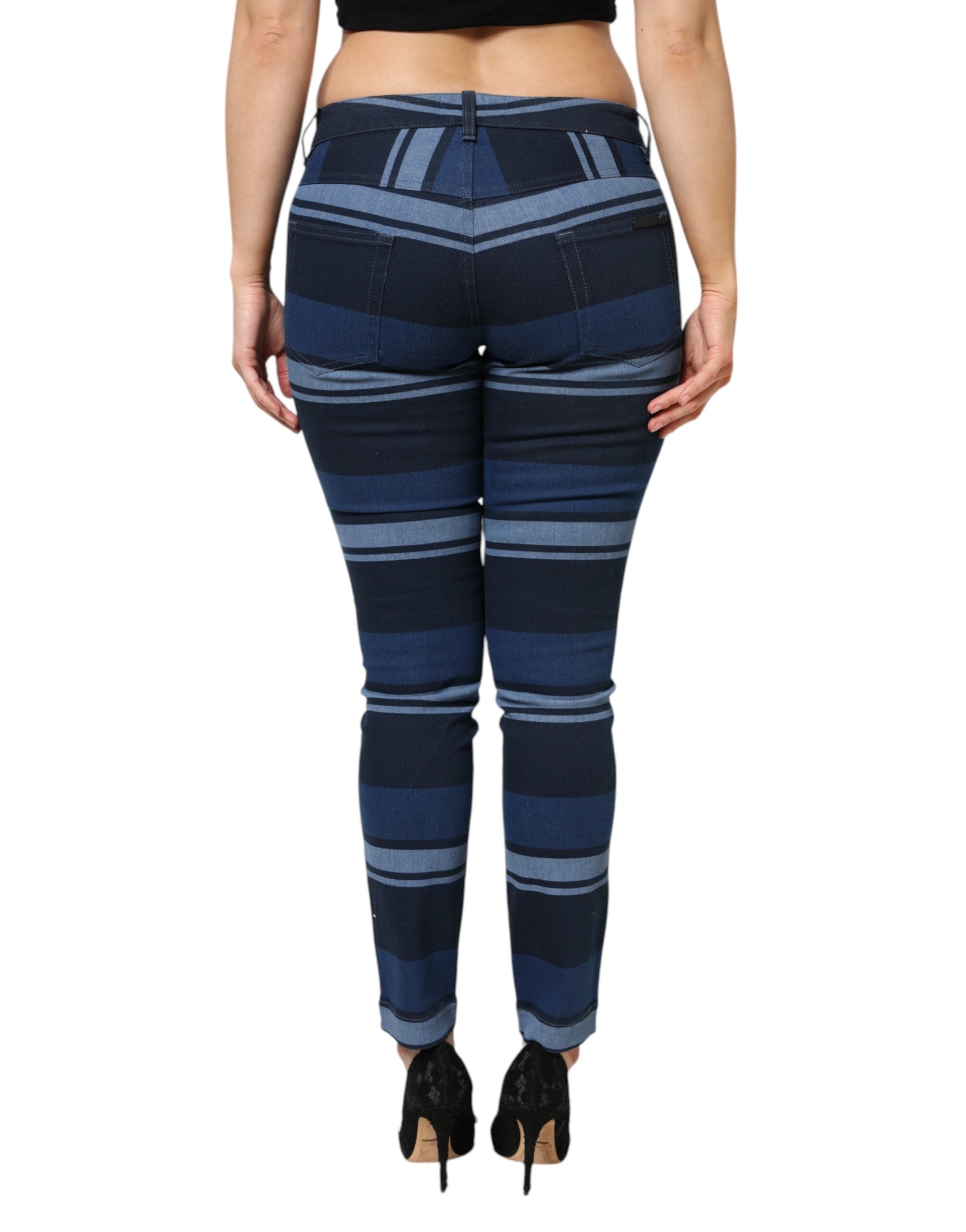 Dolce & Gabbana Blue Striped Cotton Stretch Denim Women's Jeans