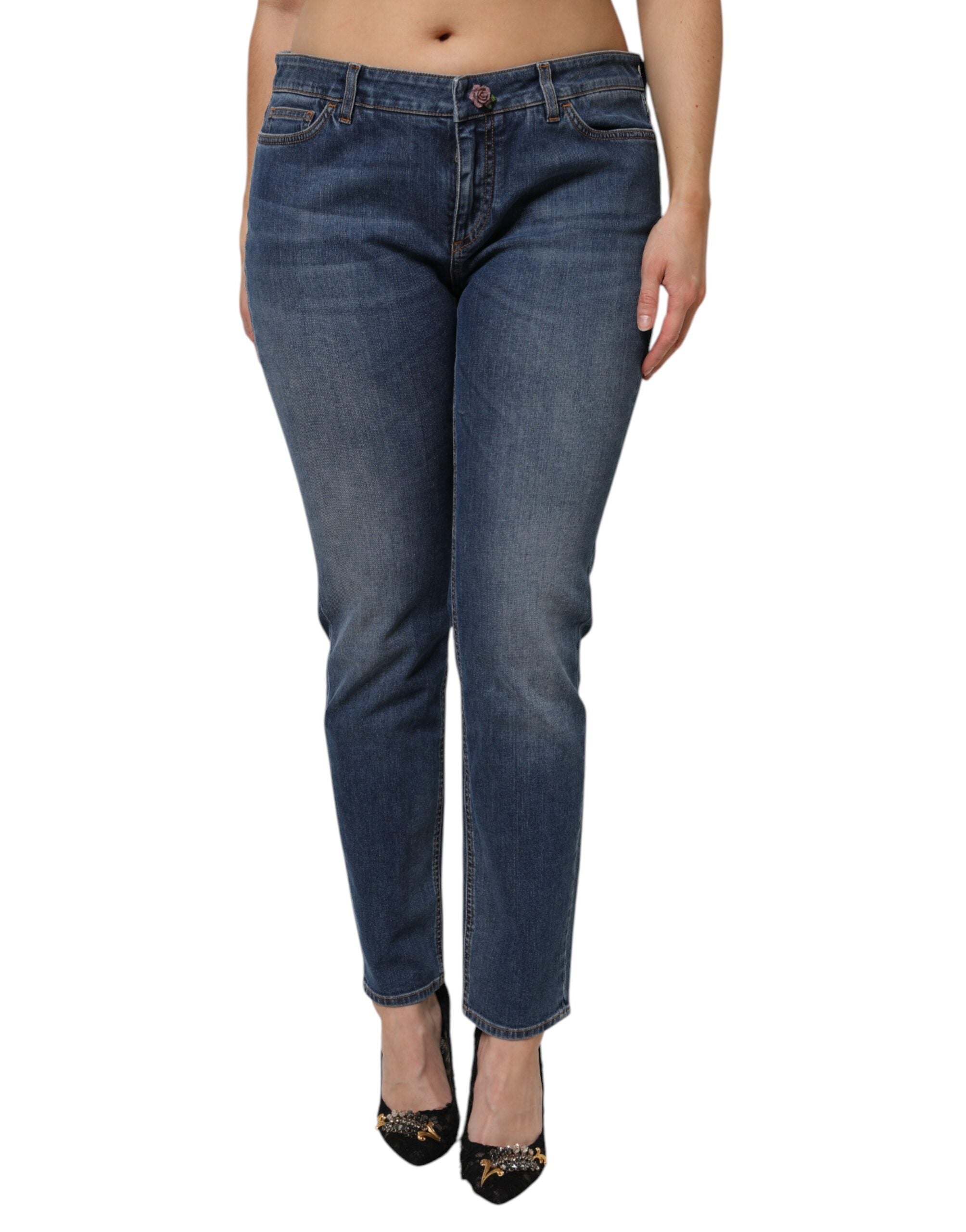 Dolce & Gabbana Blue Low Waist Cotton Skinny Denim Women's Jeans (Pre-Owned)