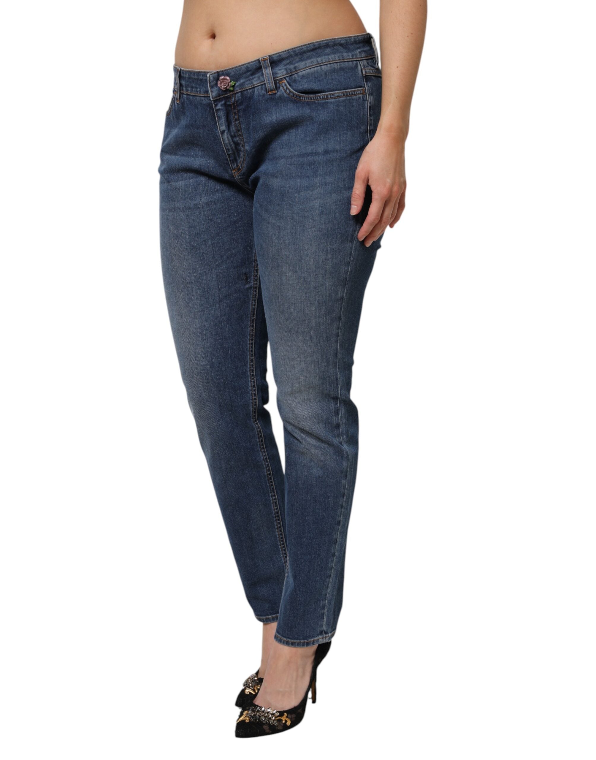 Dolce & Gabbana Blue Low Waist Cotton Skinny Denim Women's Jeans (Pre-Owned)