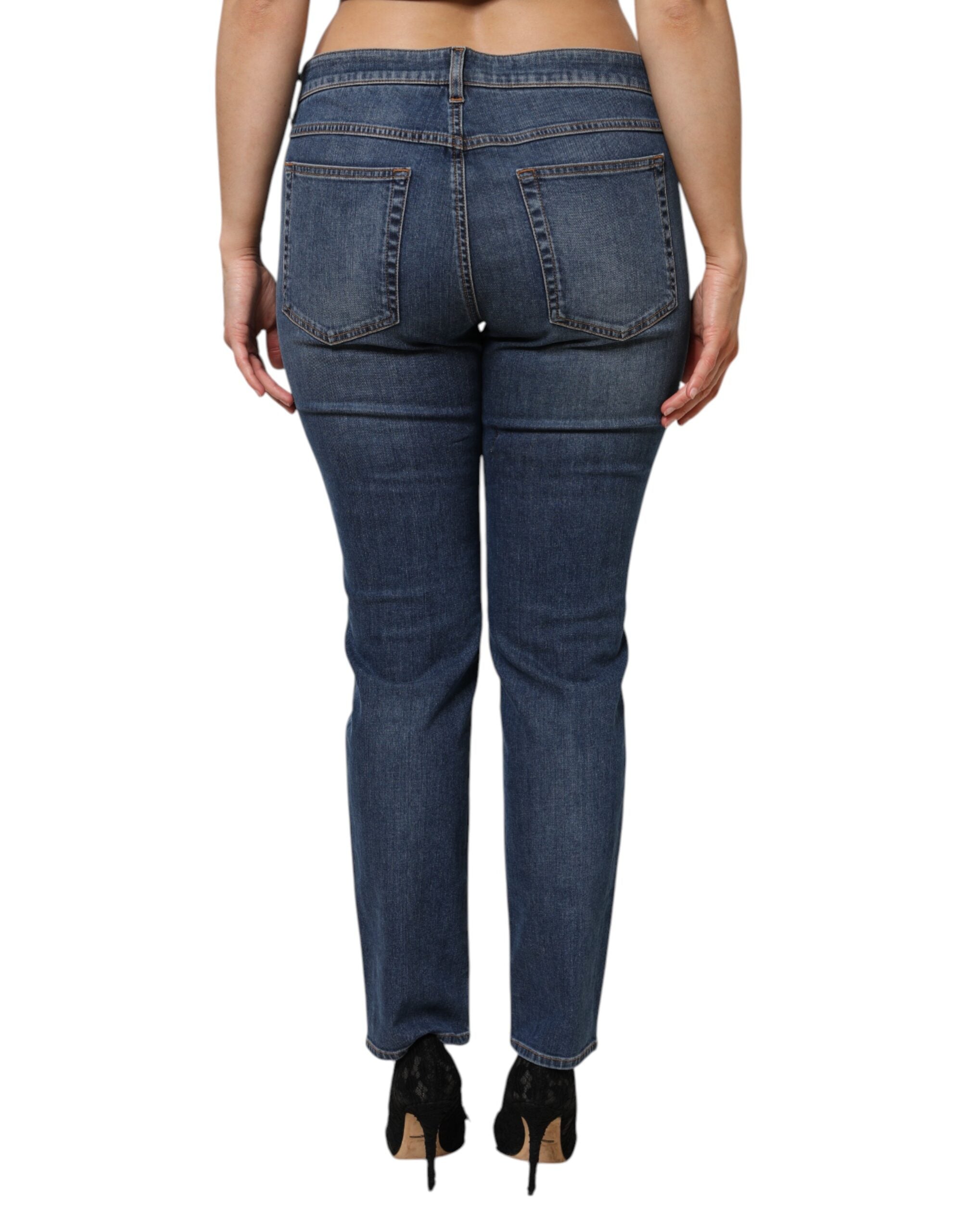 Dolce & Gabbana Blue Low Waist Cotton Skinny Denim Women's Jeans (Pre-Owned)