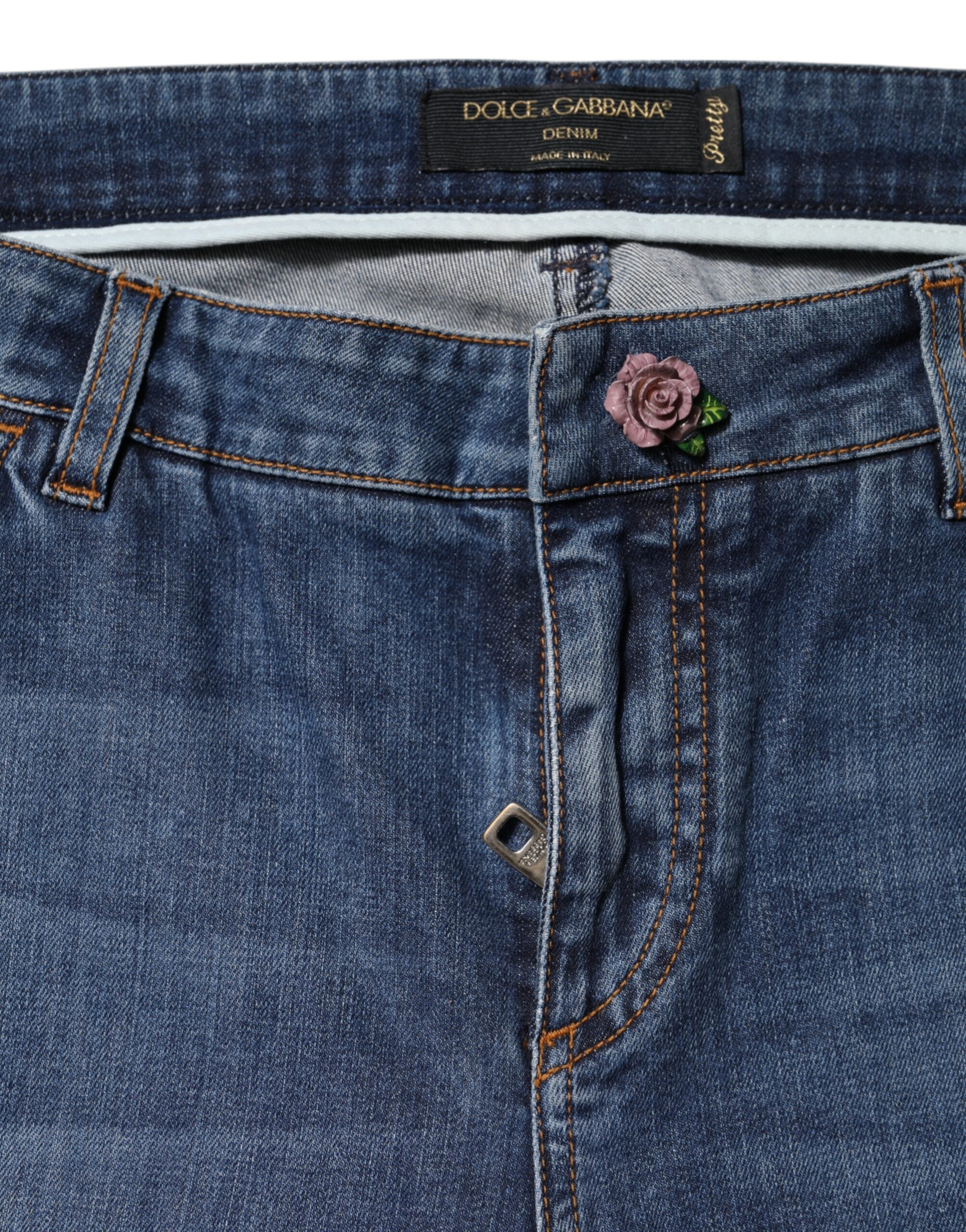 Dolce & Gabbana Blue Low Waist Cotton Skinny Denim Women's Jeans (Pre-Owned)