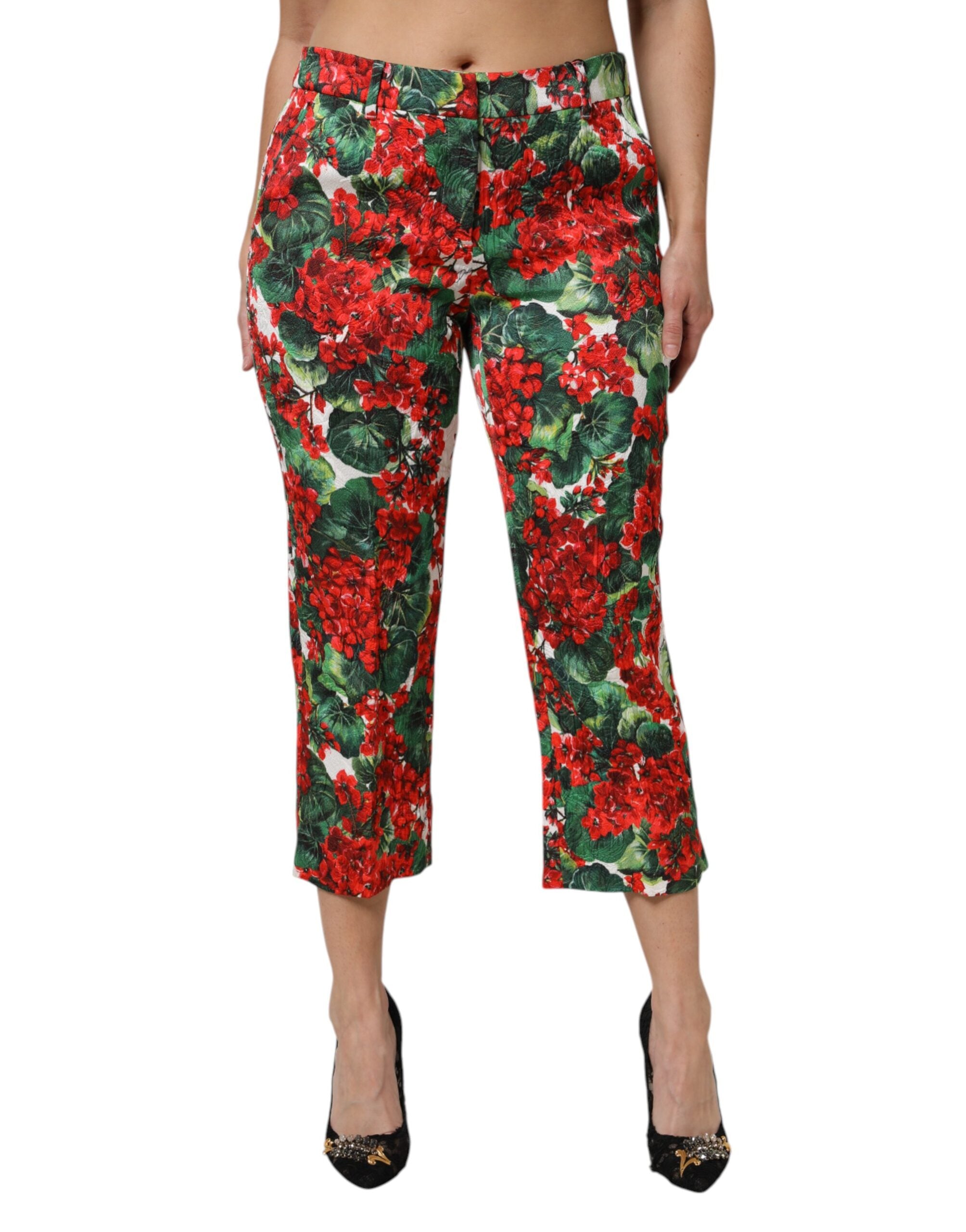 Dolce & Gabbana Multicolor Floral Print Cropped Women's Pants