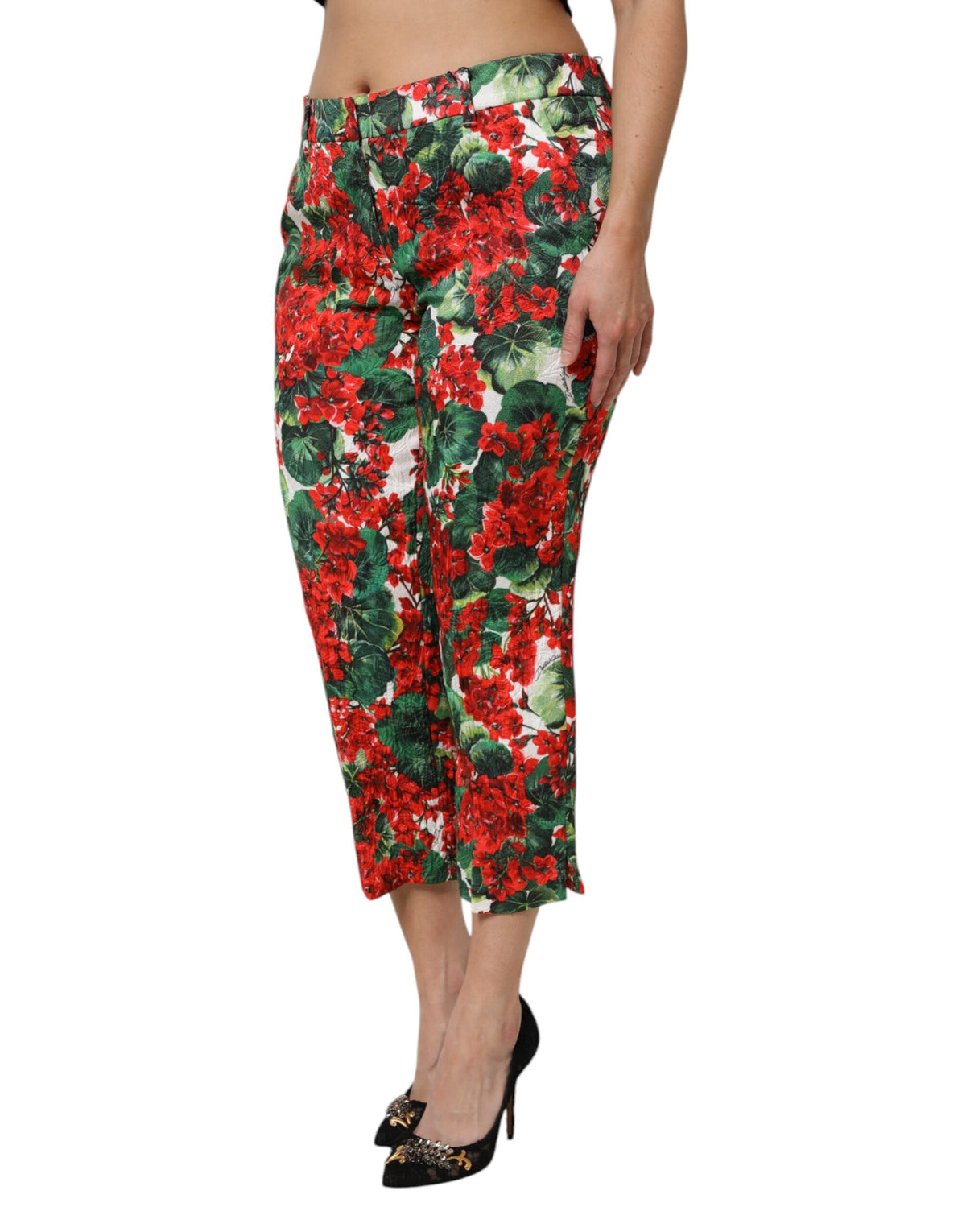 Dolce & Gabbana Multicolor Floral Print Cropped Women's Pants