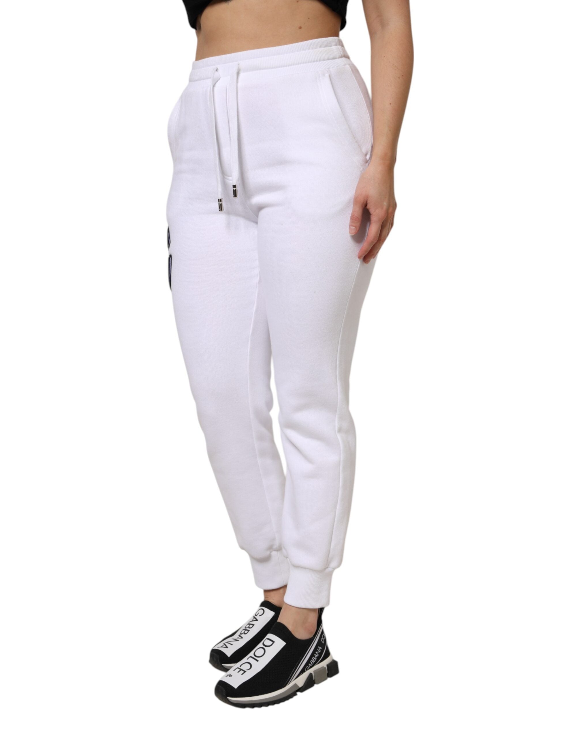 Dolce & Gabbana White Cotton Stretch Jogger SweatWomen's Women's Pants (Pre-Owned)