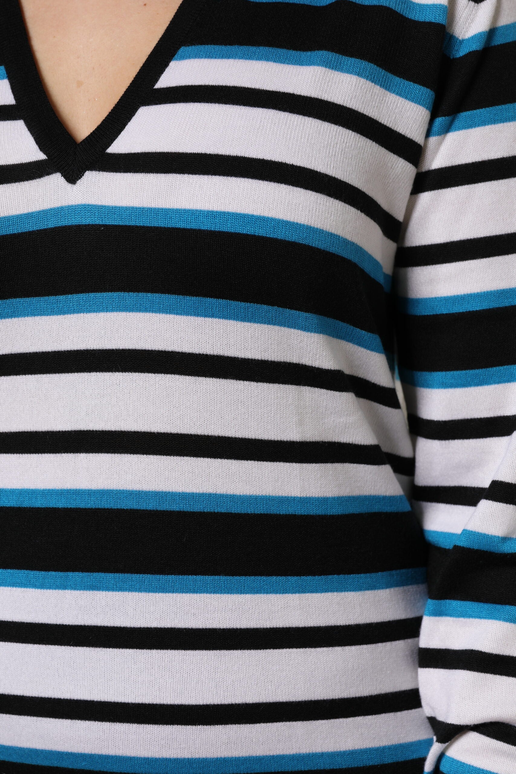 Dolce & Gabbana Multicolor Stripes Long Sleeves V-neck Women's Top
