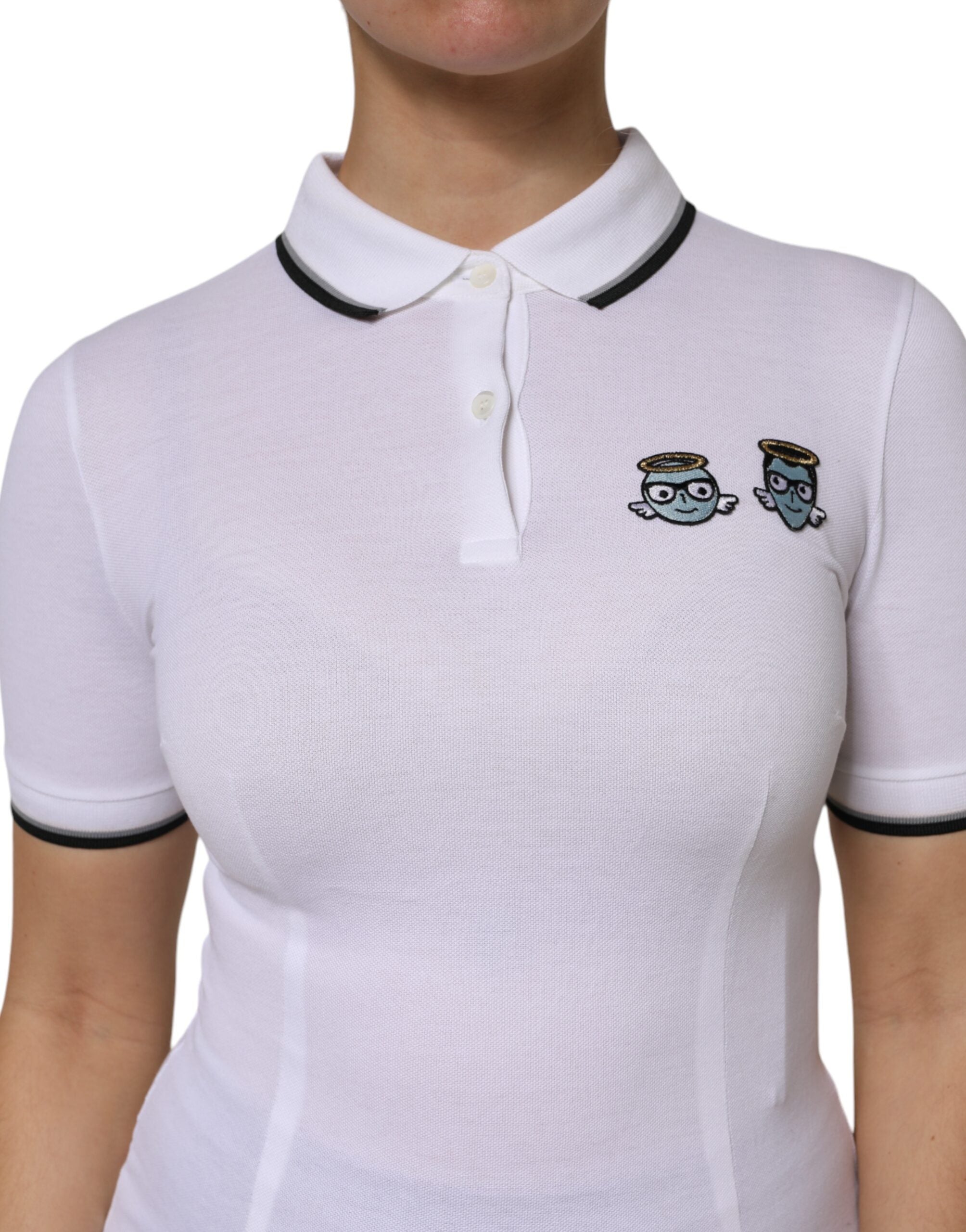 Dolce & Gabbana White Cotton Short Sleeves Collared Polo Women's Top