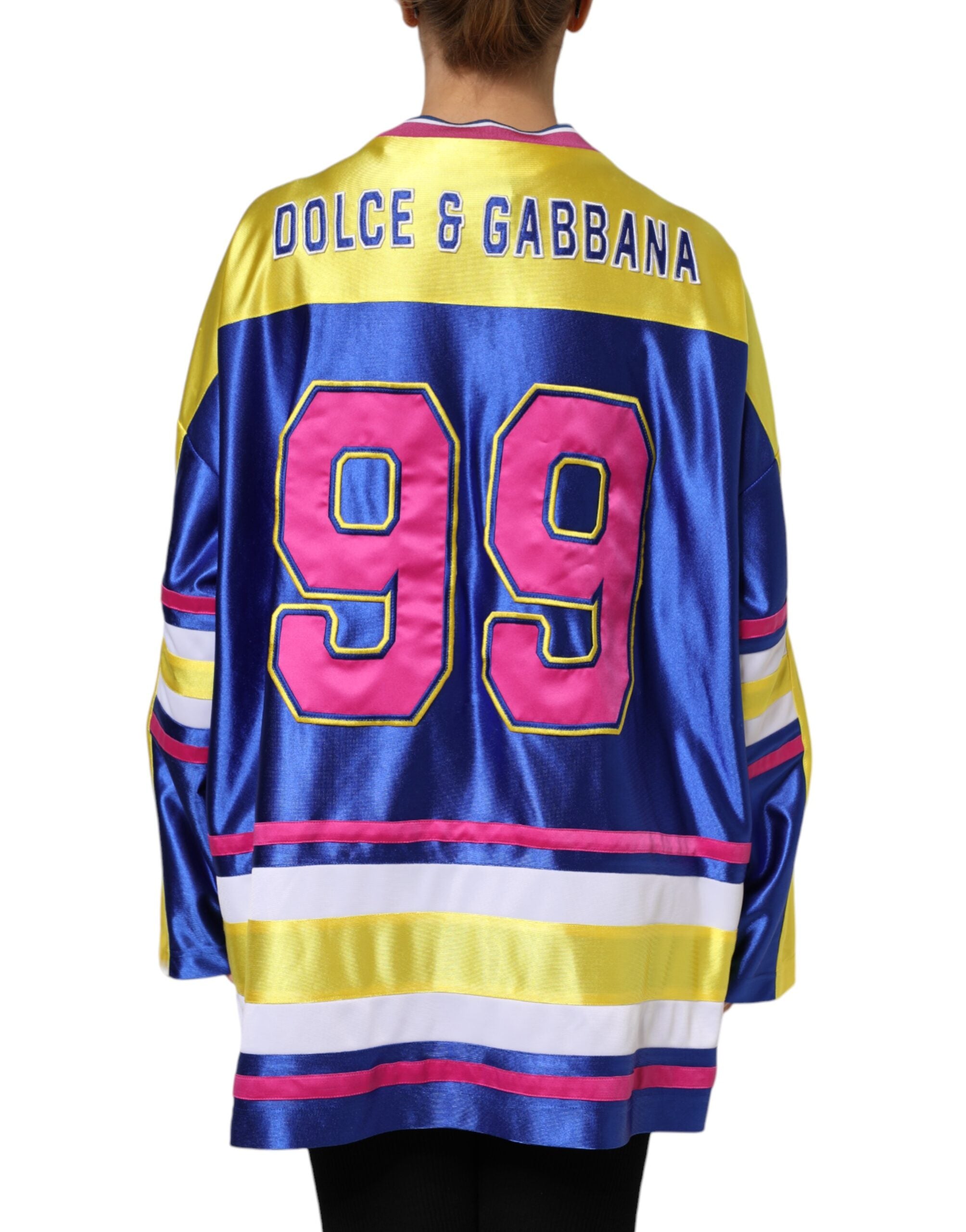 Dolce & Gabbana Multicolor Polyester Long Sleeves V-Neck Women's Top (Pre-Owned)