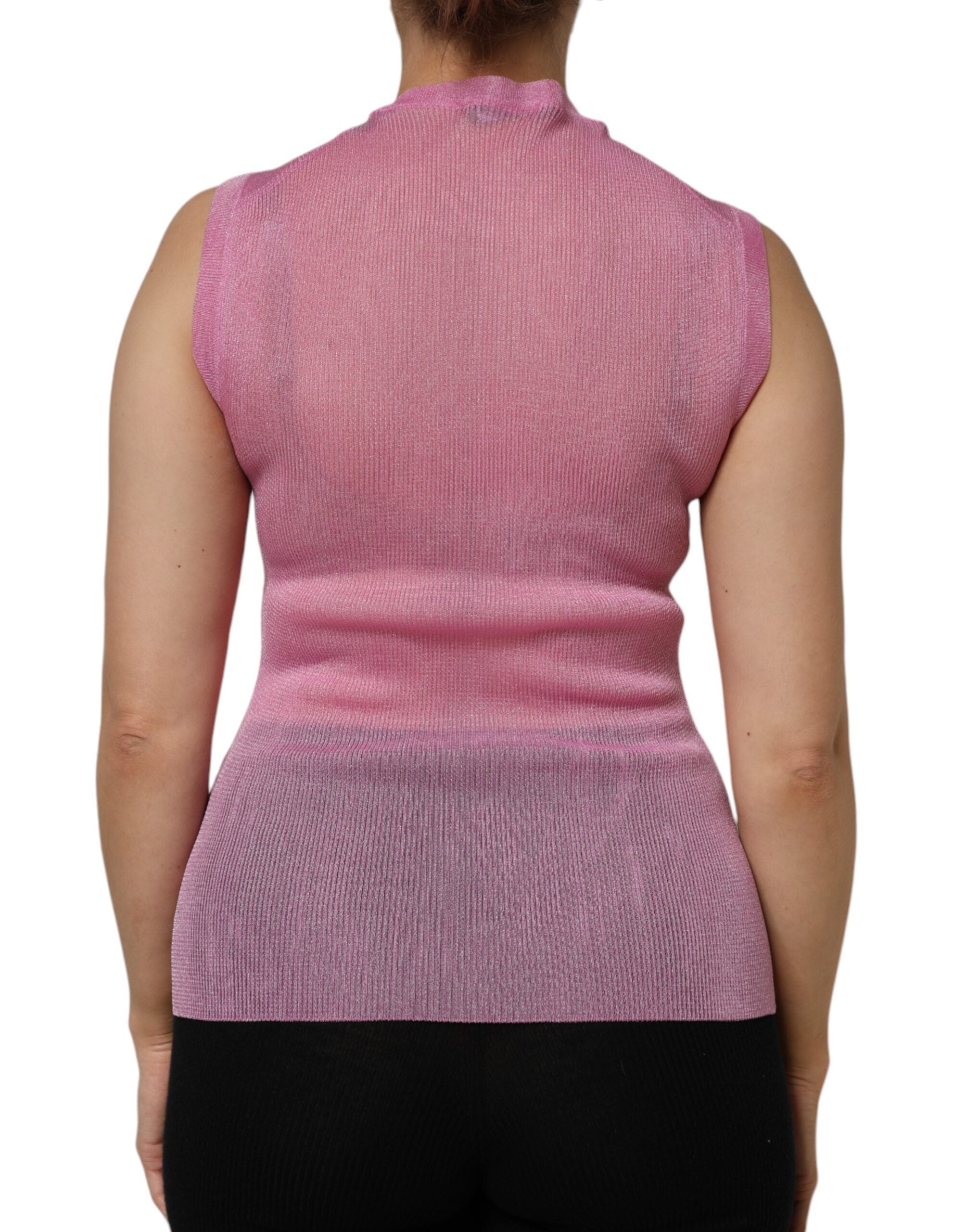 Dolce & Gabbana Pink Polyester Sleeveless Round Neck Tank Women's Top (Pre-Owned)