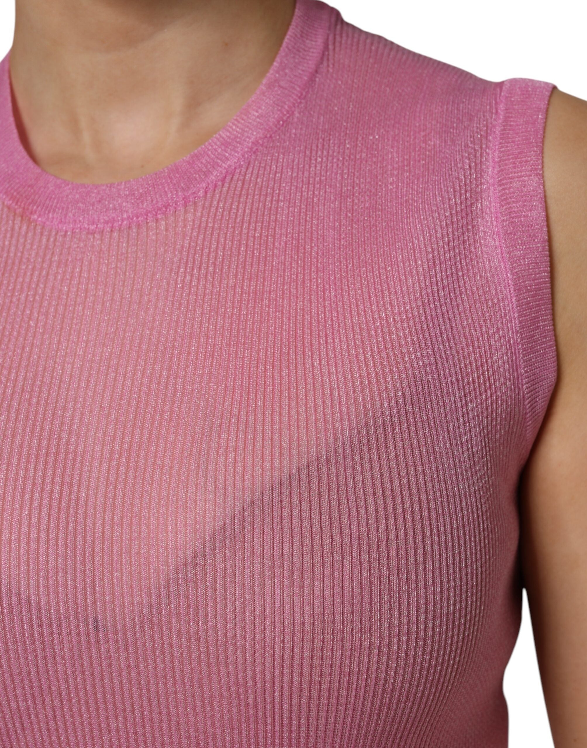 Dolce & Gabbana Pink Polyester Sleeveless Round Neck Tank Women's Top (Pre-Owned)