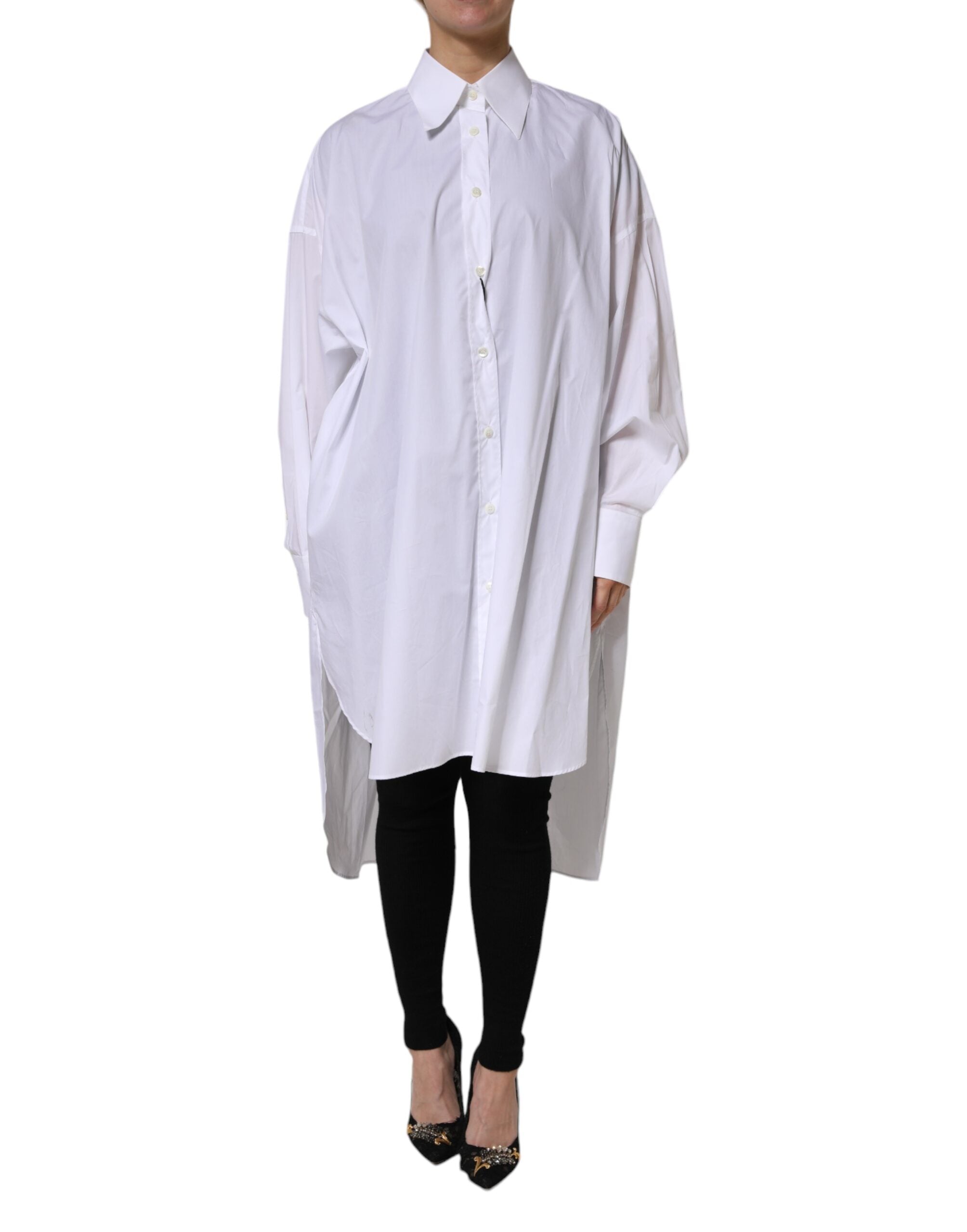 Dolce & Gabbana White Cotton Collared Shirt Long Sleeve Women's Top (Pre-Owned)