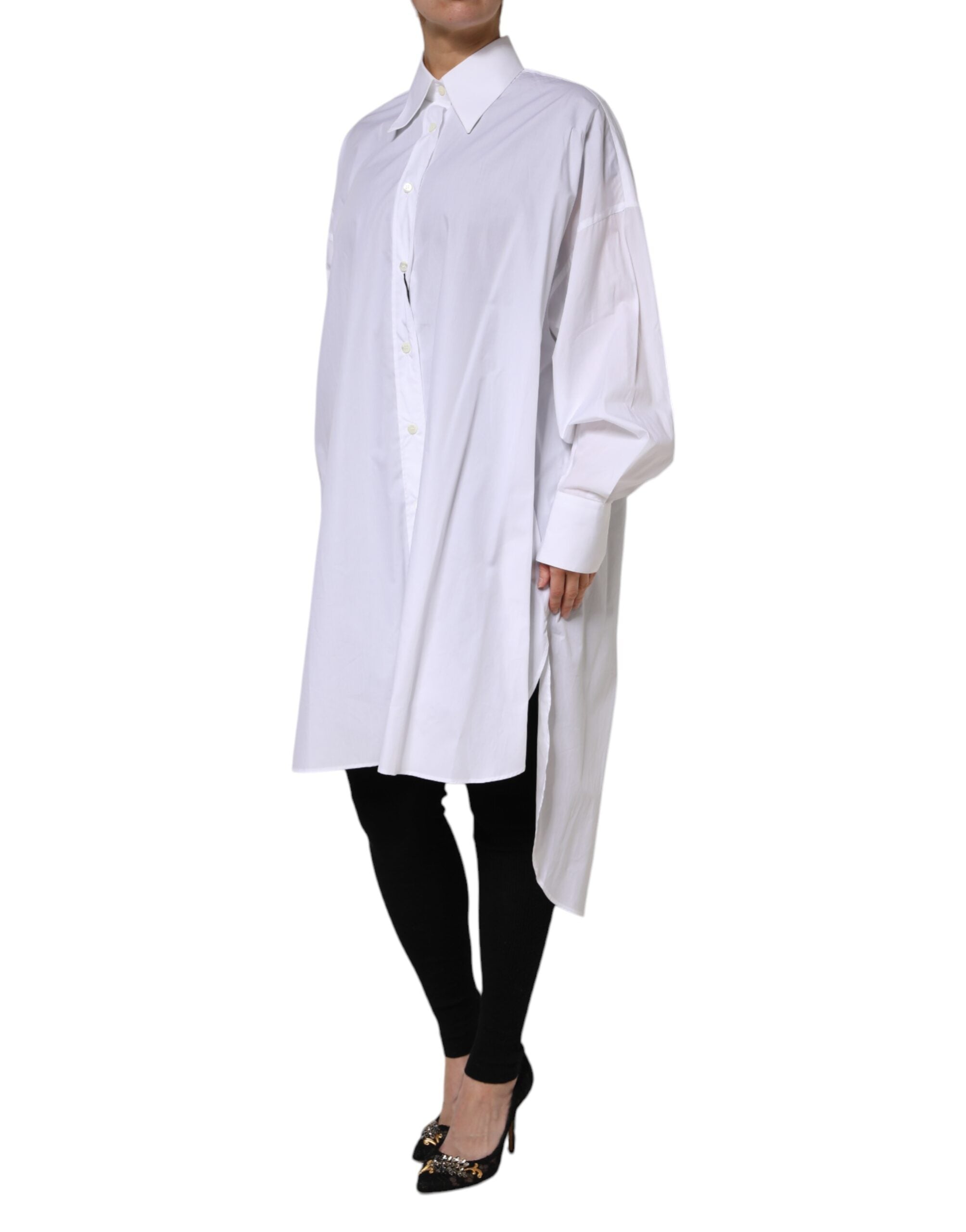 Dolce & Gabbana White Cotton Collared Shirt Long Sleeve Women's Top (Pre-Owned)