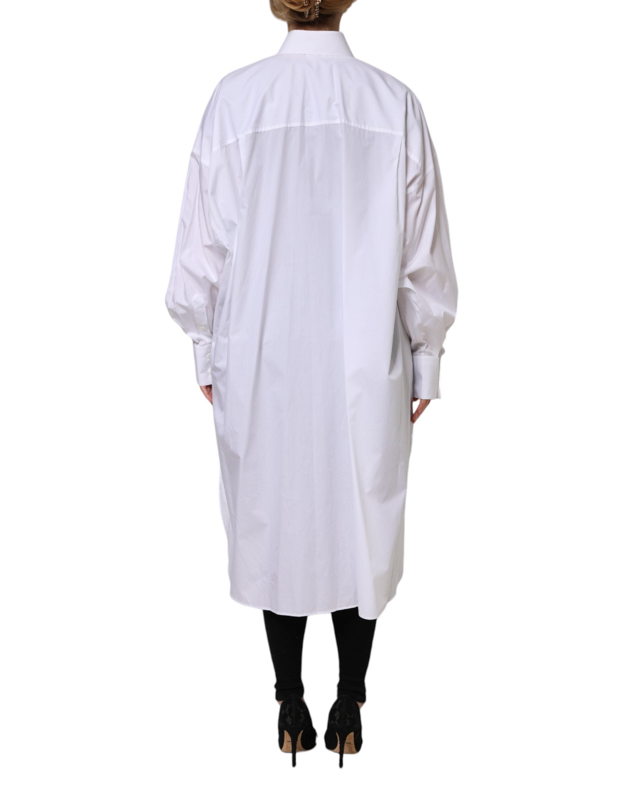 Dolce & Gabbana White Cotton Collared Shirt Long Sleeve Women's Top (Pre-Owned)