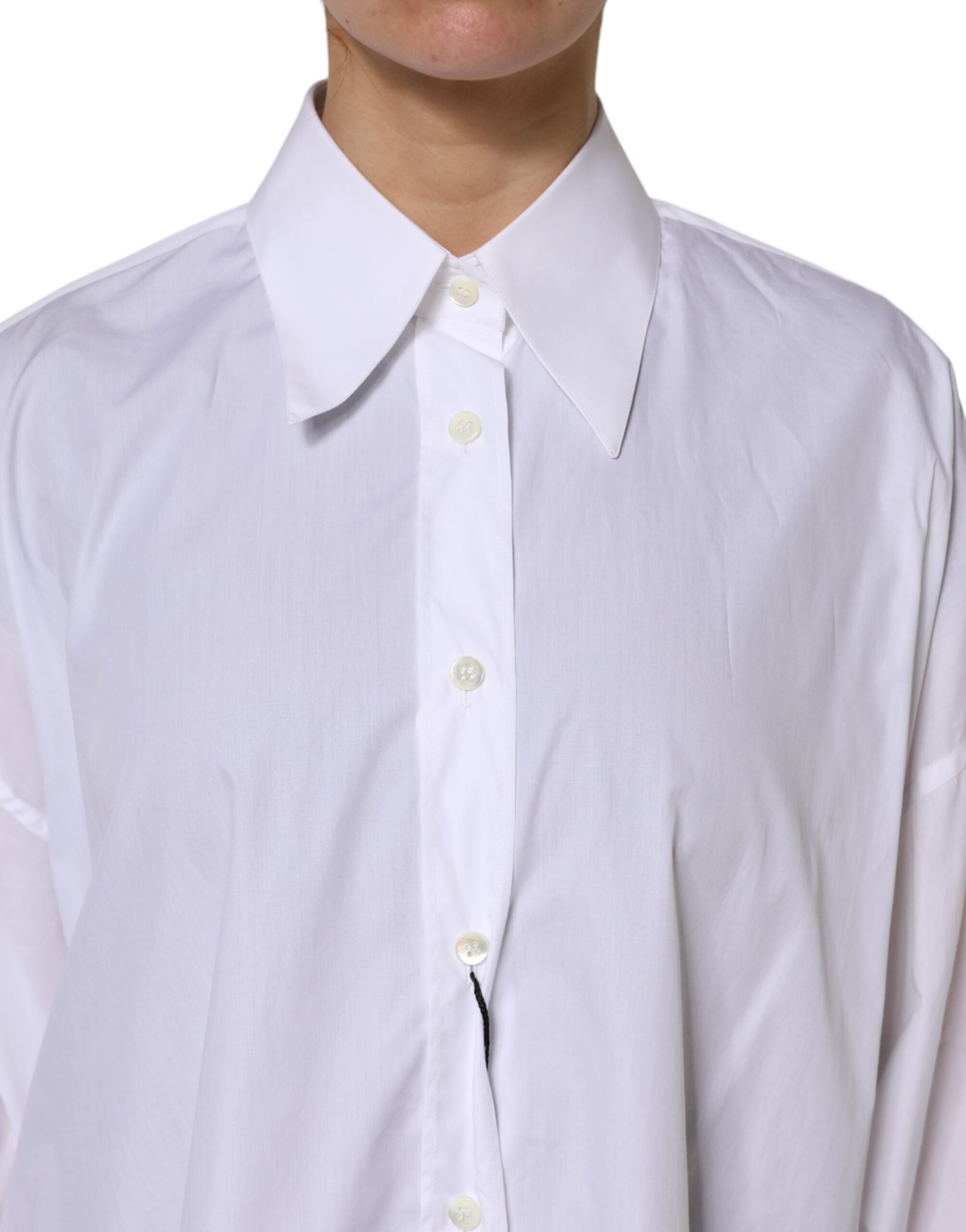 Dolce & Gabbana White Cotton Collared Shirt Long Sleeve Women's Top (Pre-Owned)