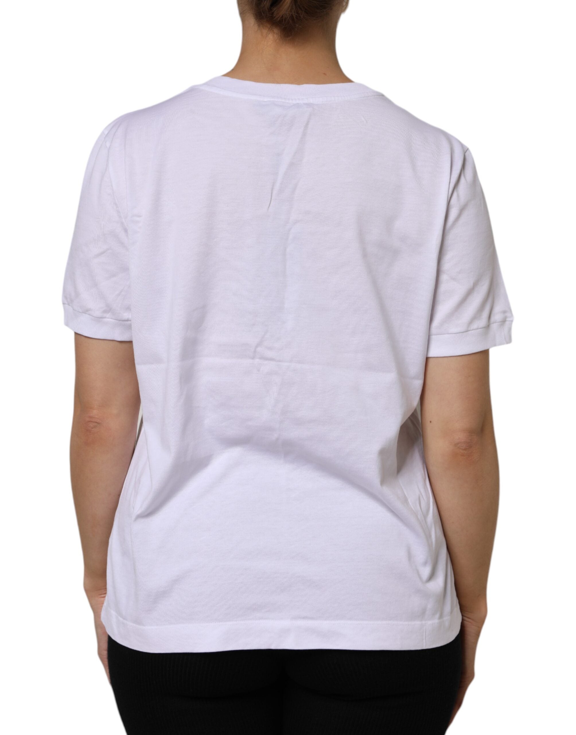Dolce & Gabbana White Cotton Short Sleeve Round Neck Women's T-shirt (Pre-Owned)
