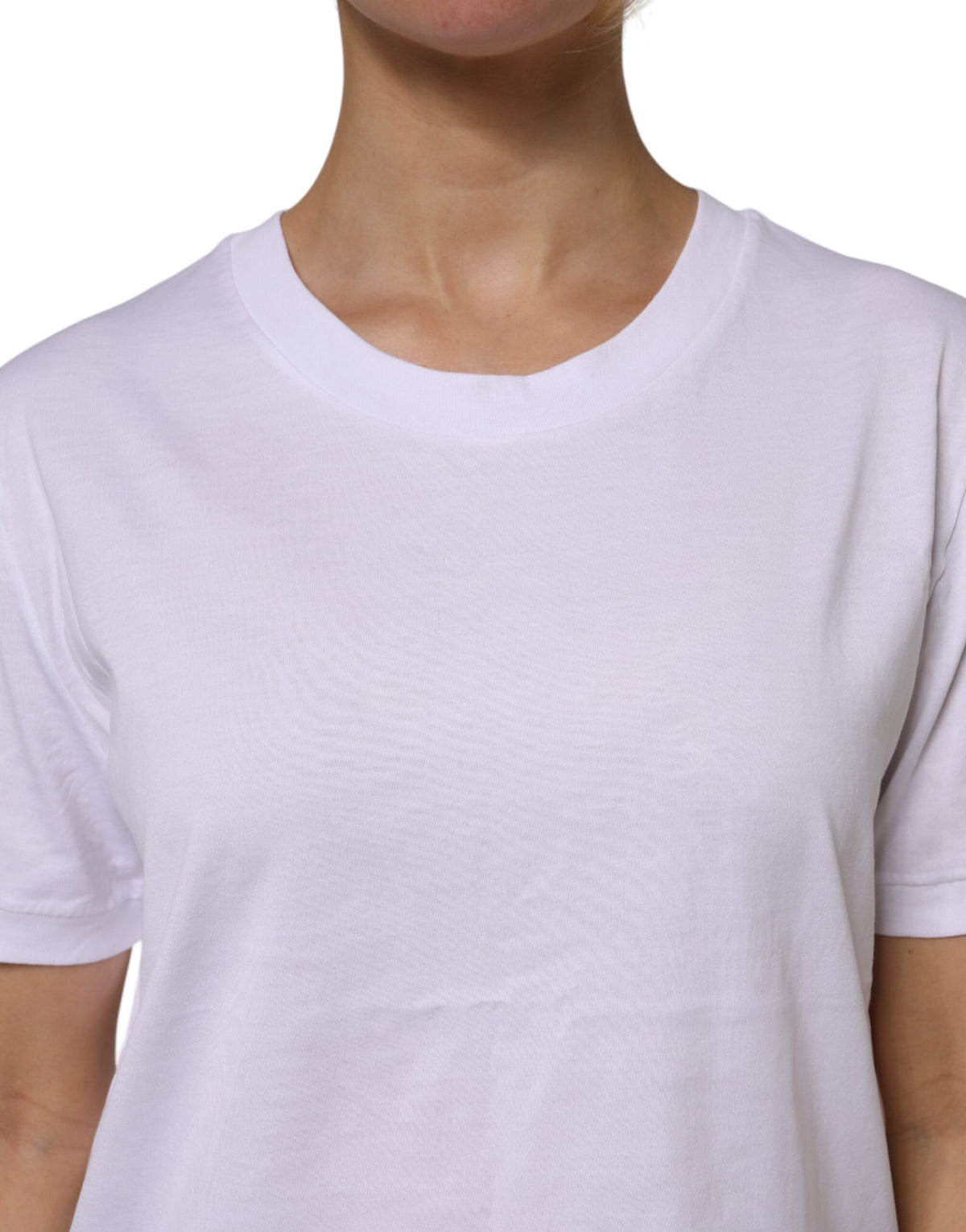 Dolce & Gabbana White Cotton Short Sleeve Round Neck Women's T-shirt (Pre-Owned)