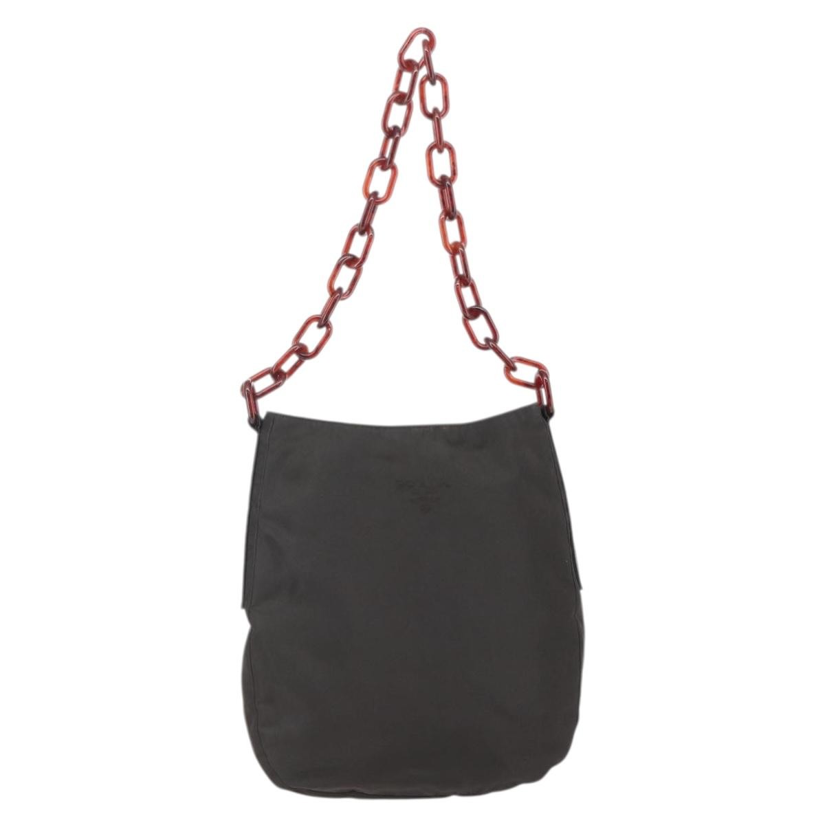 Prada Resin Chain Nylon Brown Nylon Shoulder Bag Bag (Pre-Owned)