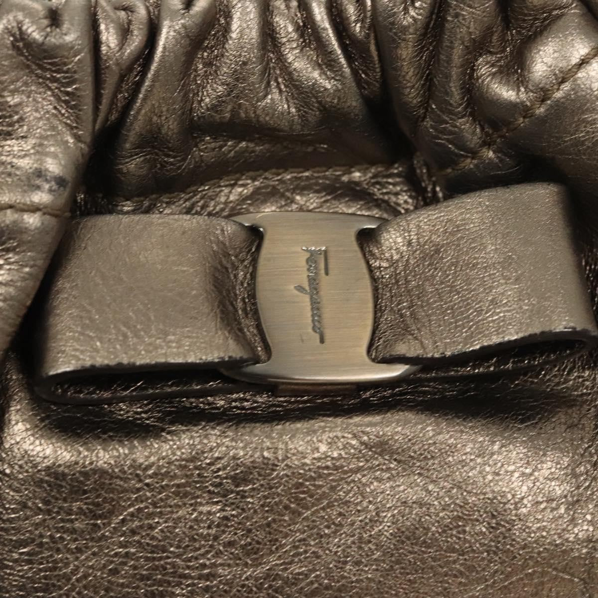 Salvatore Ferragamo Vala Leather Gold Leather Shoulder Bag Bag (Pre-Owned)