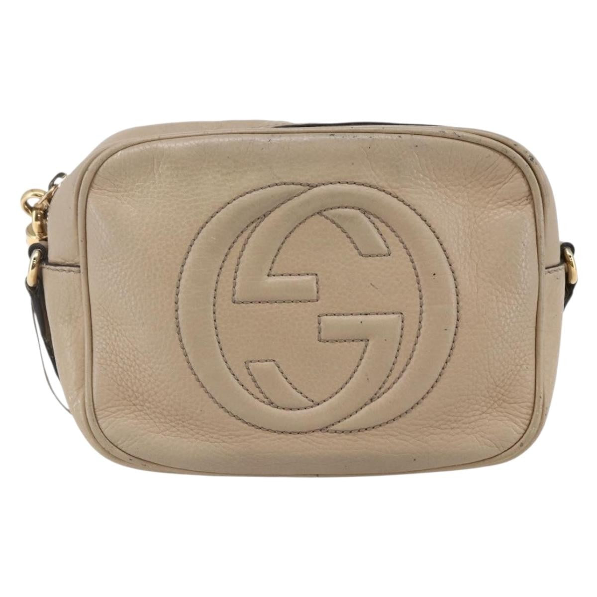 Gucci Soho Disco Leather Beige Leather Shoulder Bag Bag (Pre-Owned)